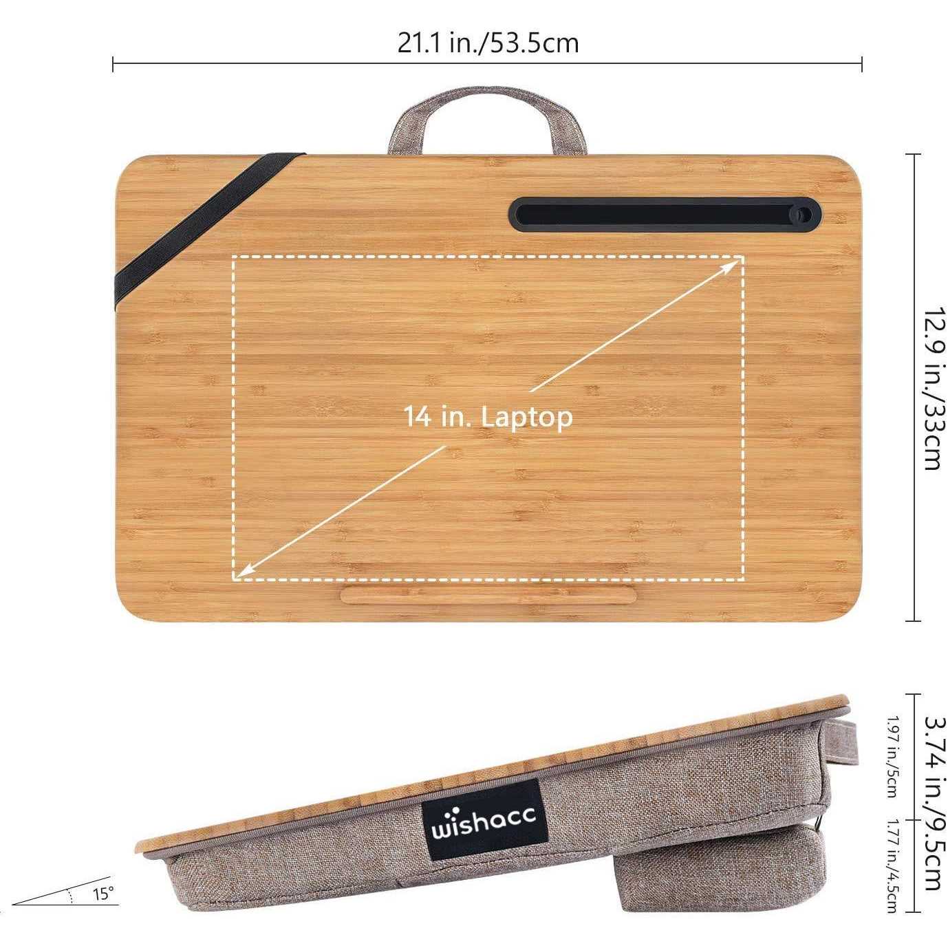Oversized Lap Desk,wishacc Portable Bamboo Lap Desk Tray for Home Office - Image 4
