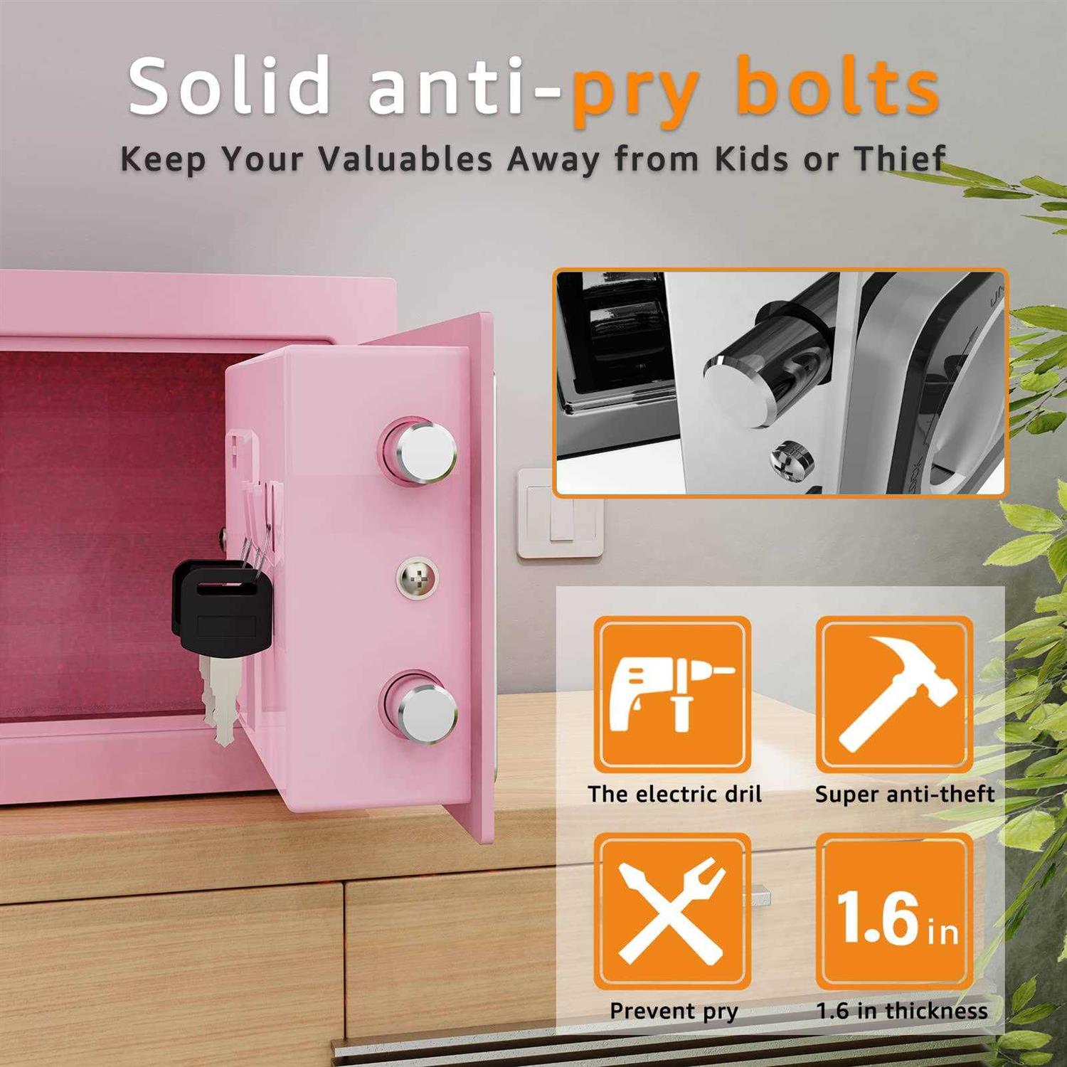 GOLDENKEY Safe and Lock Box Digital Electronic Security Keypad Mini Small Safes with Black Safe Box for Home Office Travel Business Use - Image 3