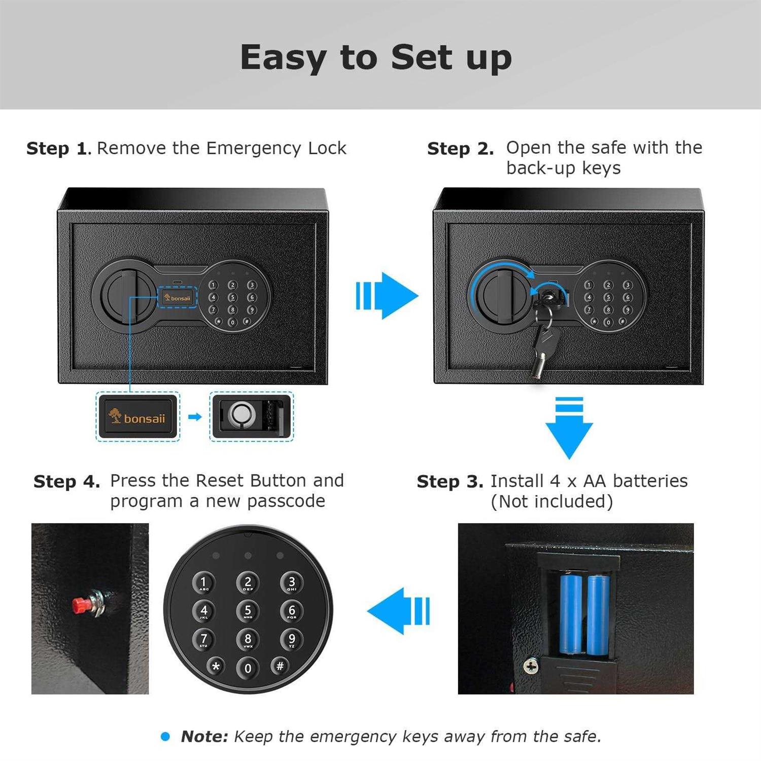 Bonsaii Safe Box For Home Money Safe Lock Box with Electronic Digital Keypad - Image 3