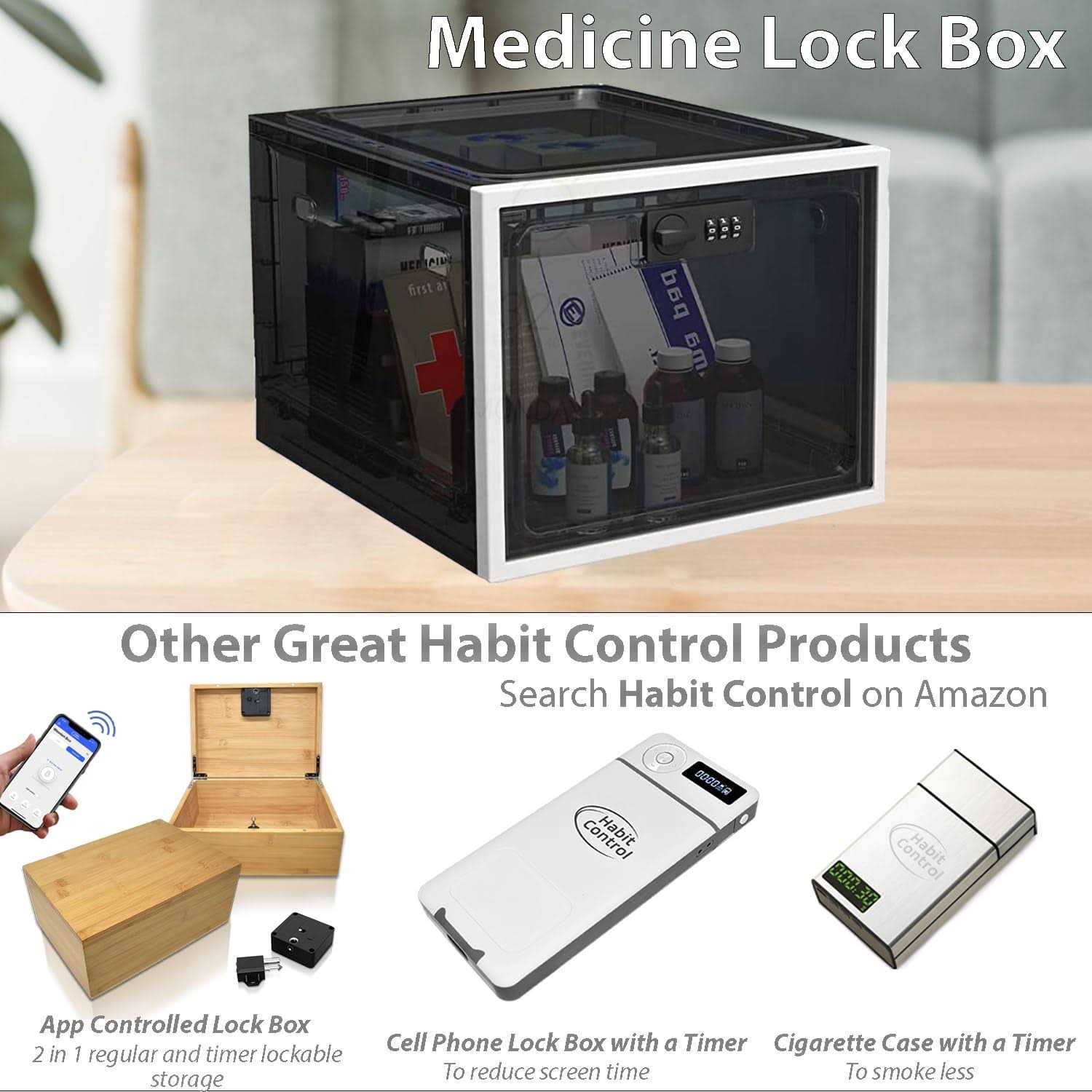 Habit Control Medicine Lock Box with Combination Lock Large Medication Lock Box with Code - Image 4