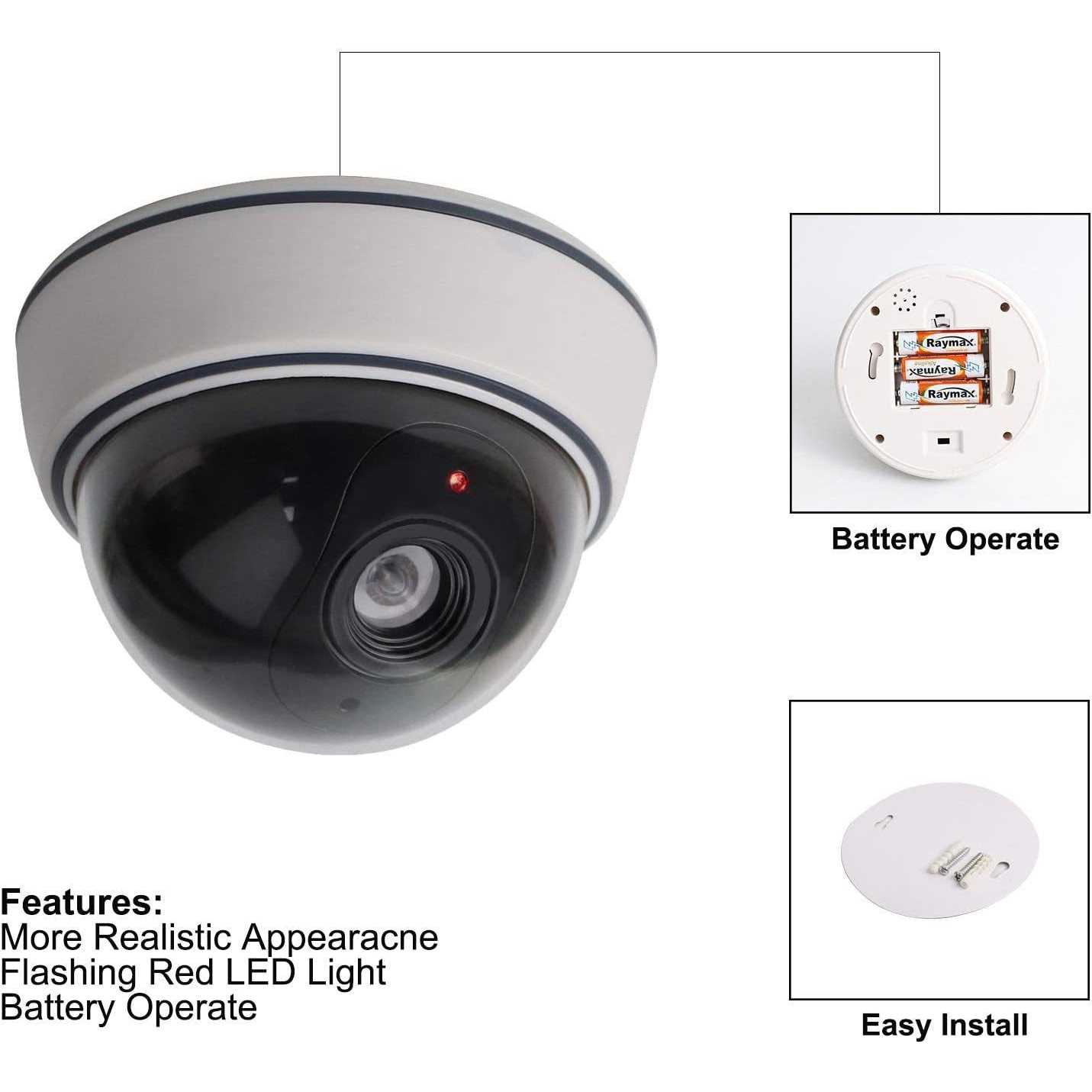 Lebote Tec Lebote Fake Dummy Security Camera CCTV Dome Camera With Flashing Red LED Light Dummy Surveillance Camera Outdoor Indoor Use for Ho - Image 3