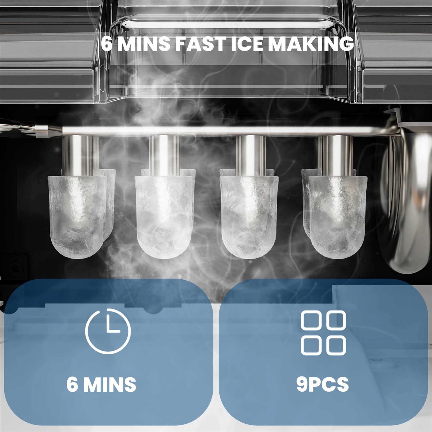 Kissair Countertop Ice Maker Self-Cleaning Portable Ice Maker Machine with Handle - Image 3