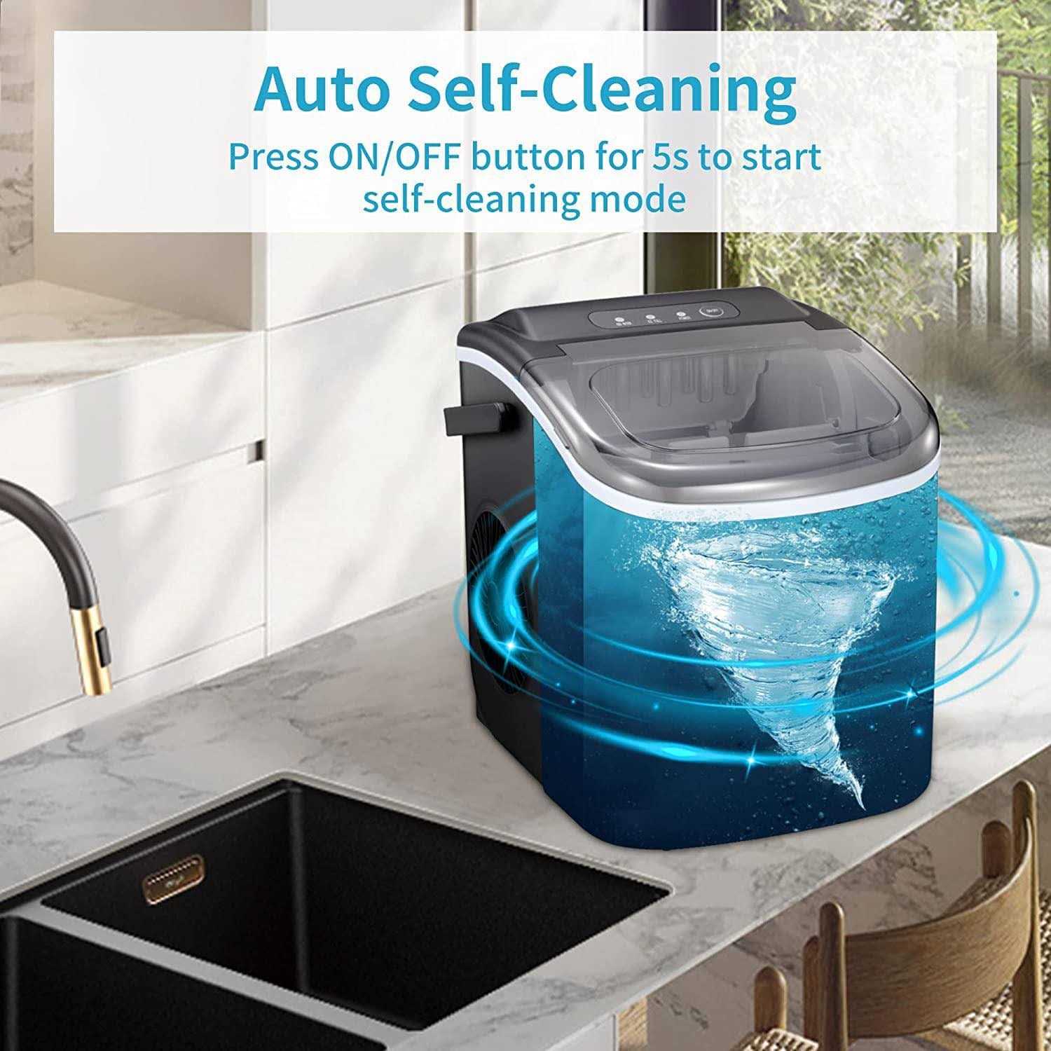 Kissair Countertop Ice Maker Self-Cleaning Portable Ice Maker Machine with Handle - Image 4