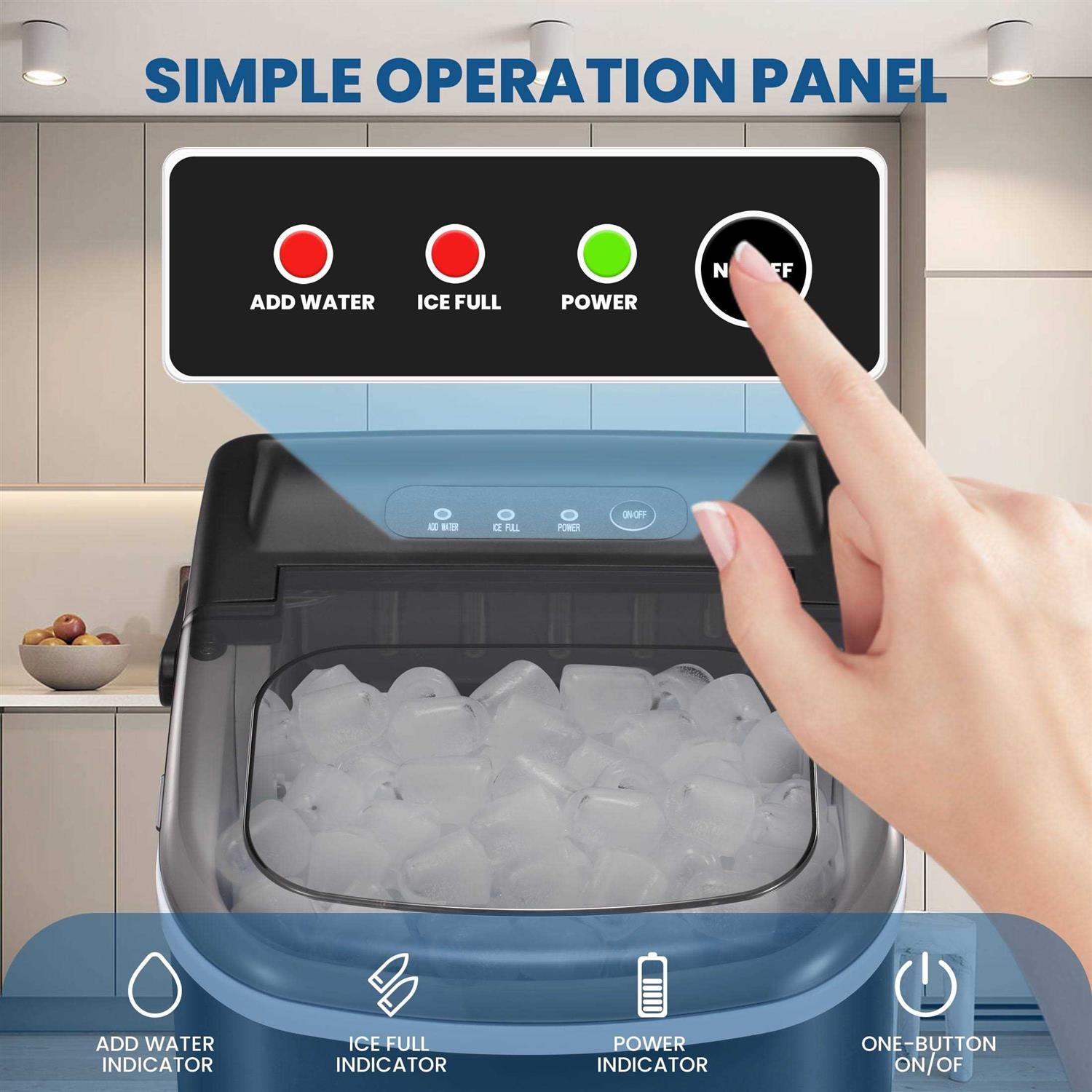 Kissair Countertop Ice Maker Self-Cleaning Portable Ice Maker Machine with Handle - Image 5