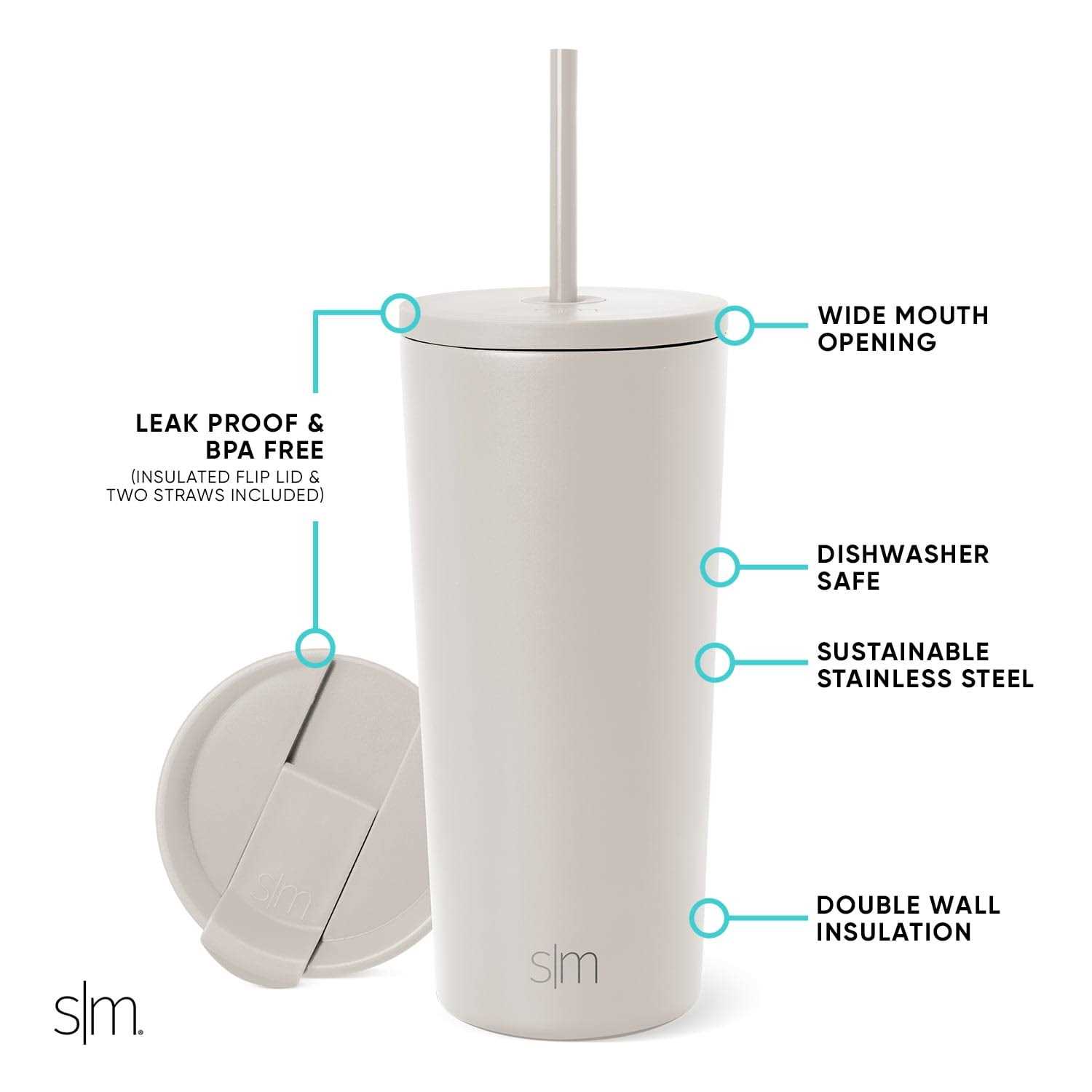 Simple Modern Classic Tumbler with Straw Lid & Flip Lid Travel Mug Gift Vacuum Insulated Coffee Beer Pint Cup - Image 4