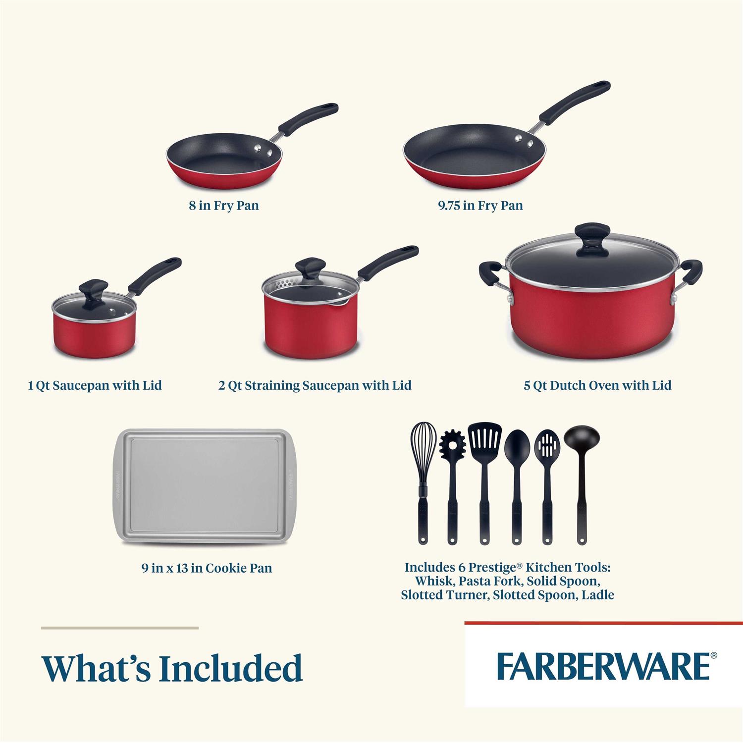 Farberware 15-Piece Cookstart Aluminum Nonstick Cookware Set - Image 3