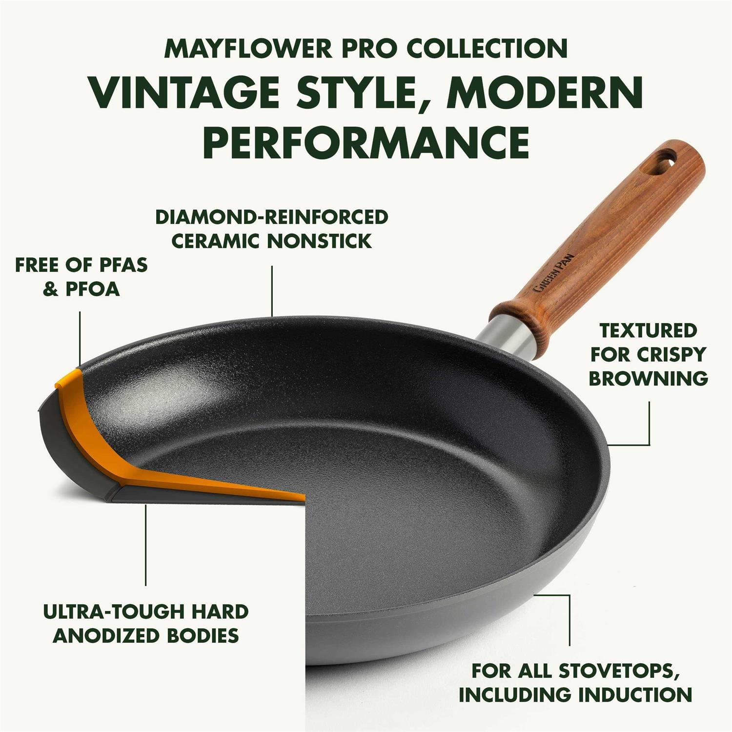 GreenPan Mayflower Pro Hard Anodized Healthy Ceramic Nonstick, 10 and 12 Frying Pan Skillet Set - Image 4