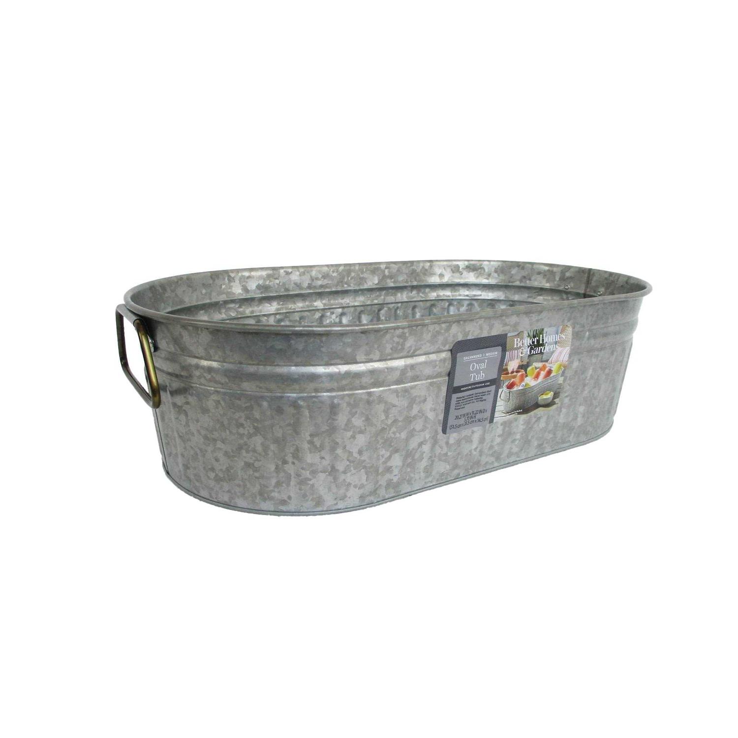 Better Homes & Gardens Oval Galvanized Tub 20.27 inch L x 11.22 inch W x 5.7 inch H - Image 5