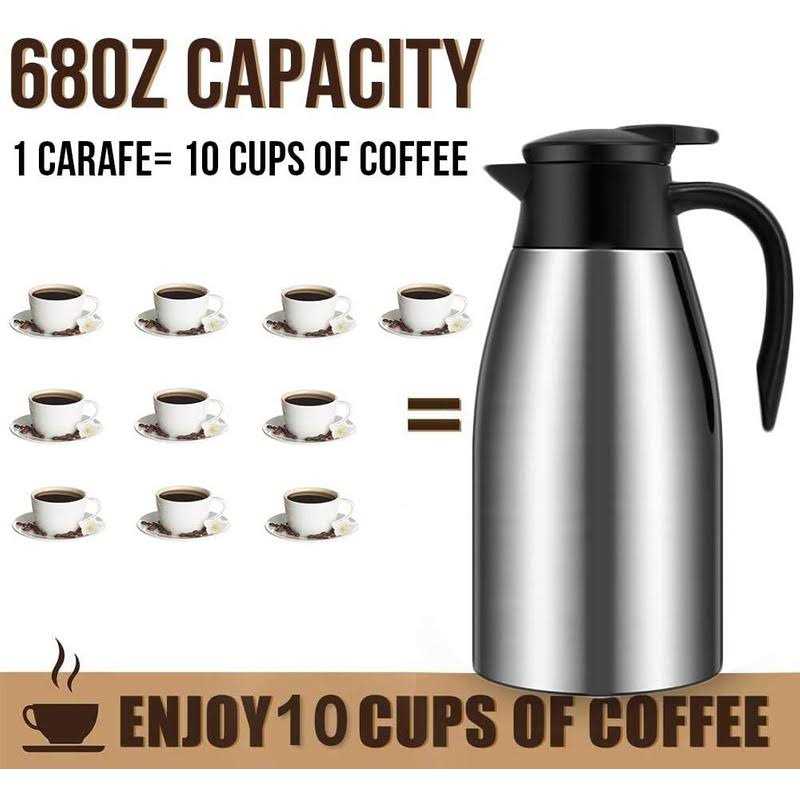 GearRoot 68oz Coffee Carafe Airpot Insulated Coffee Thermos Urn Stainless Steel Vacuum Thermal Pot Flask for Coffee - Image 5