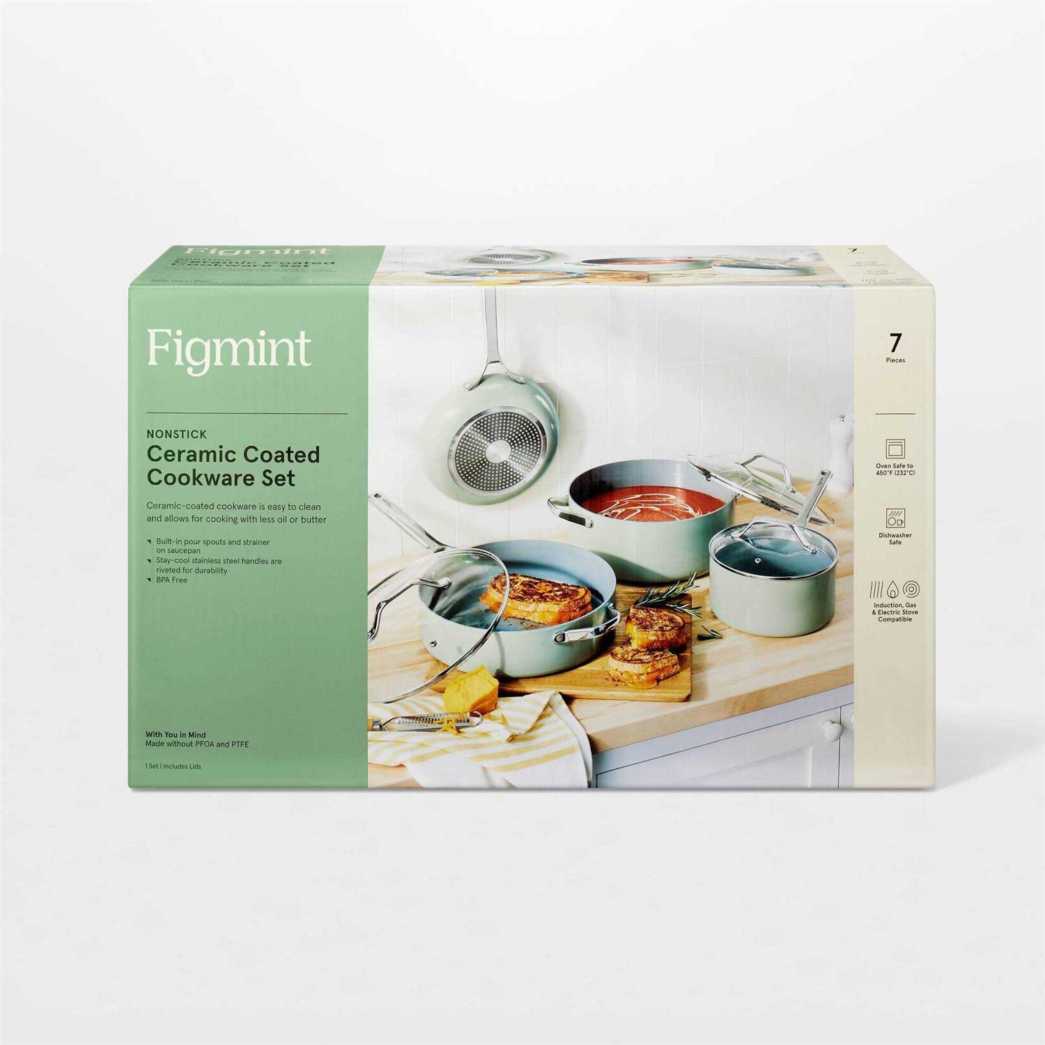 Figmint 7pc Nonstick Ceramic Coated Aluminum Cookware Set - Image 2