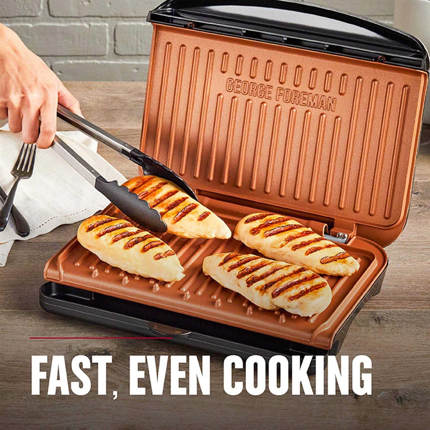 George Foreman Family Size 5 Serving Nonstick Compact Electric Indoor Grill - Image 4