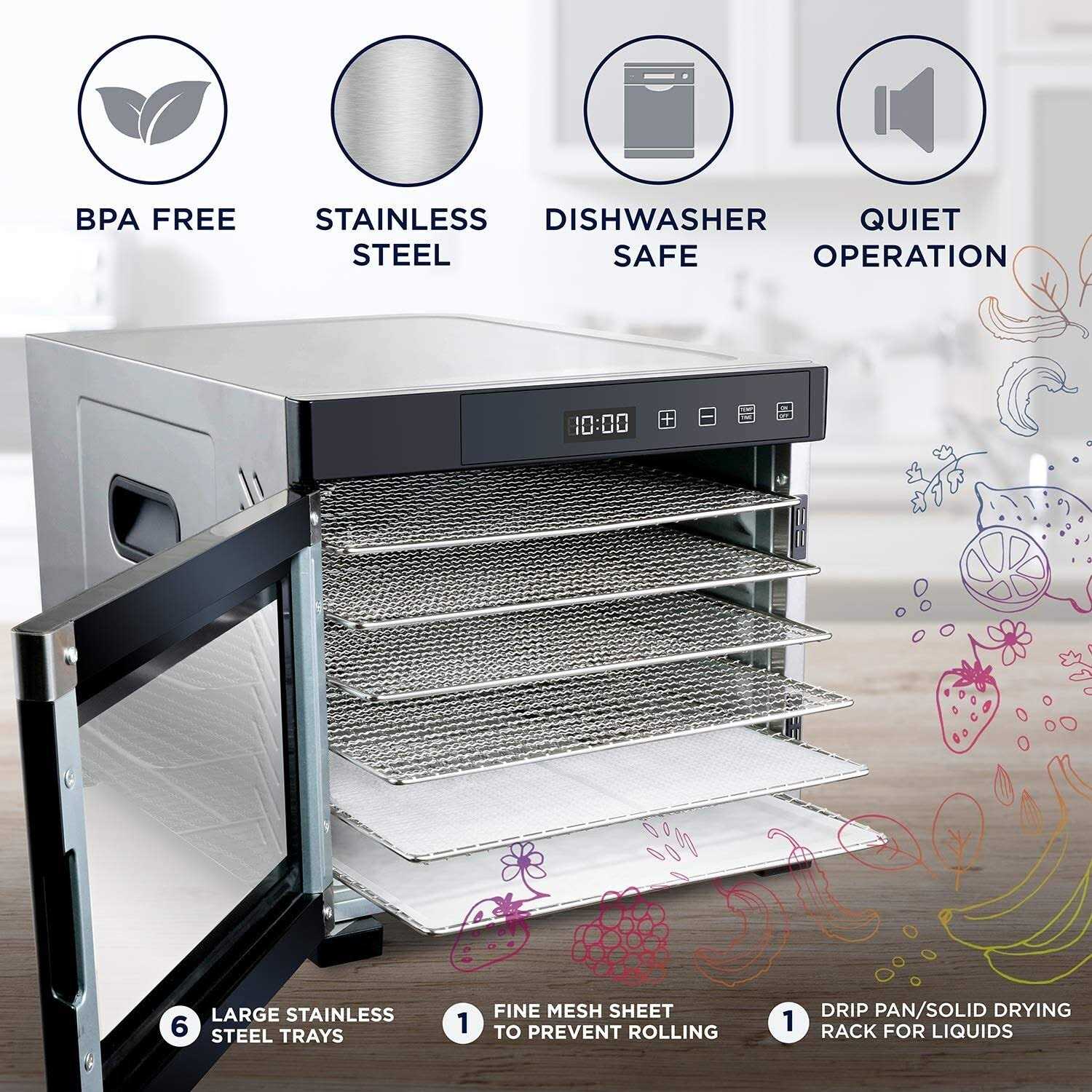 Ivation 10-Tray Stainless Steel Food Dehydrator - Image 2