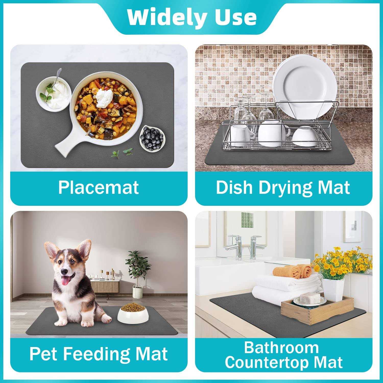 PoYang coffee maker mat for countertops coffee mat absorbent coffee bar mat for kitchen hide stain rubber backed - Image 2