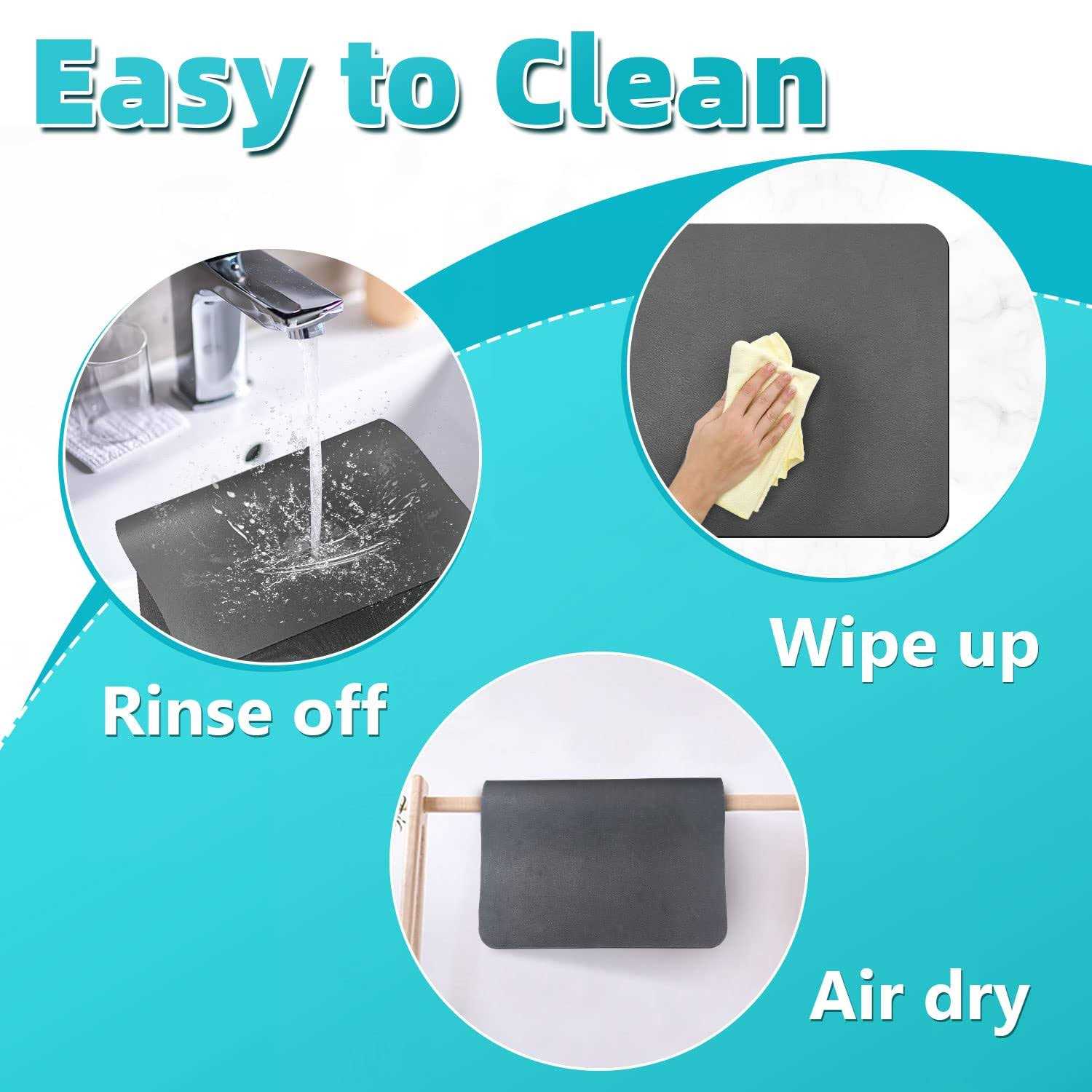 PoYang coffee maker mat for countertops coffee mat absorbent coffee bar mat for kitchen hide stain rubber backed - Image 3