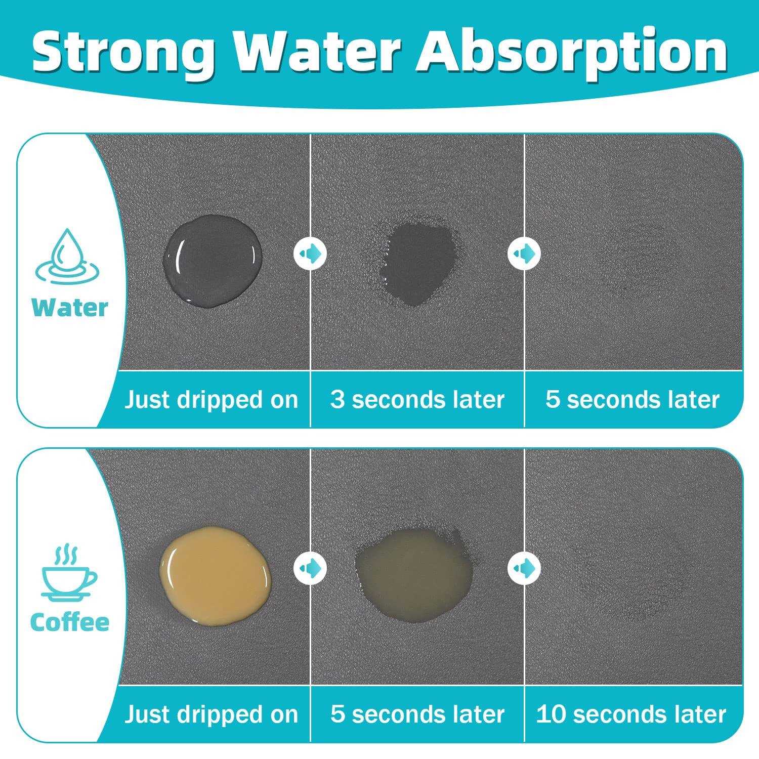 PoYang coffee maker mat for countertops coffee mat absorbent coffee bar mat for kitchen hide stain rubber backed - Image 4