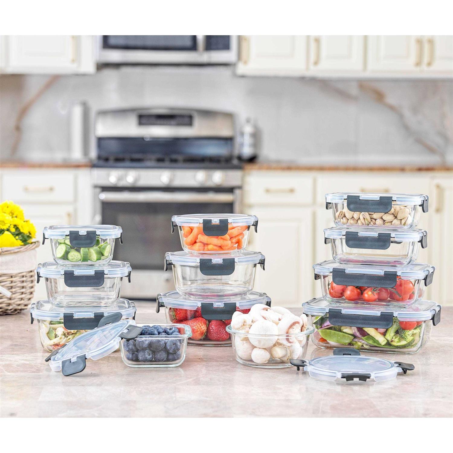 JoyJolt JoyFul 24-Piece Glass Storage Containers with Leakproof Lids Set - Image 2