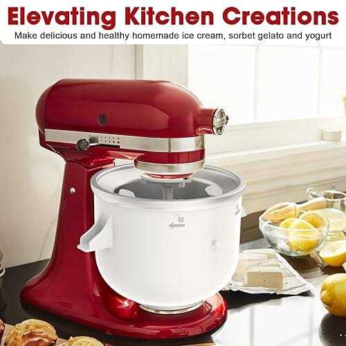 Ice cream Attachments compatible with Kitchenaid Stand Mixer, Frozen Yogurt, Ice cream and Sorbet gelato Maker Bowl Fits for 4.5Qt and Larger Stand - Image 3