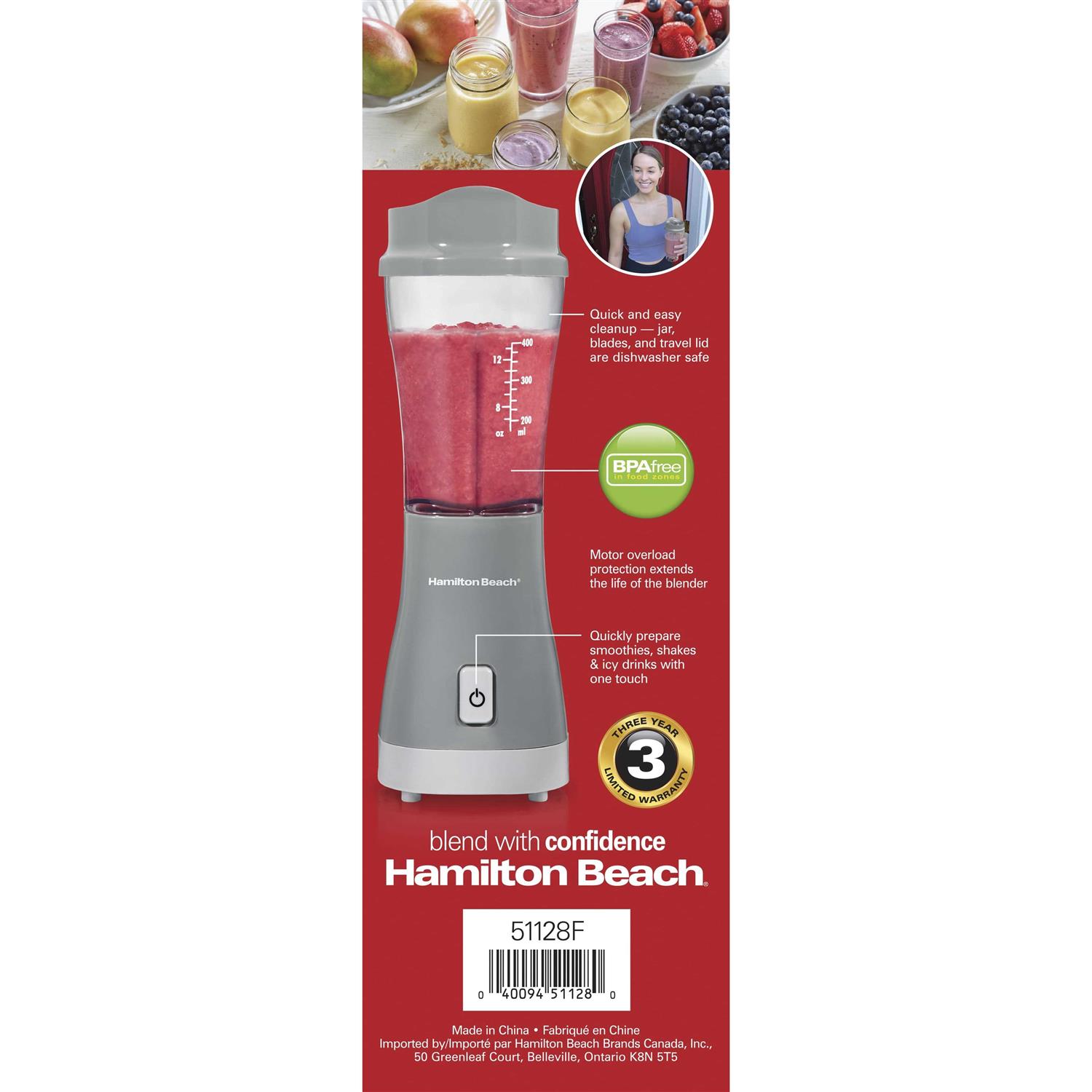 Alternative view of Hamilton Beach Grey Single Serve Blender With Lid