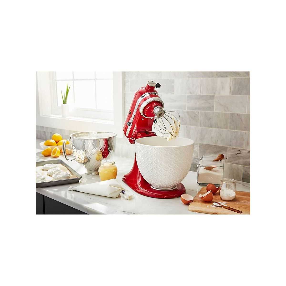 KitchenAid 5-Qt White Mermaid Lace Ceramic Bowl - Image 3