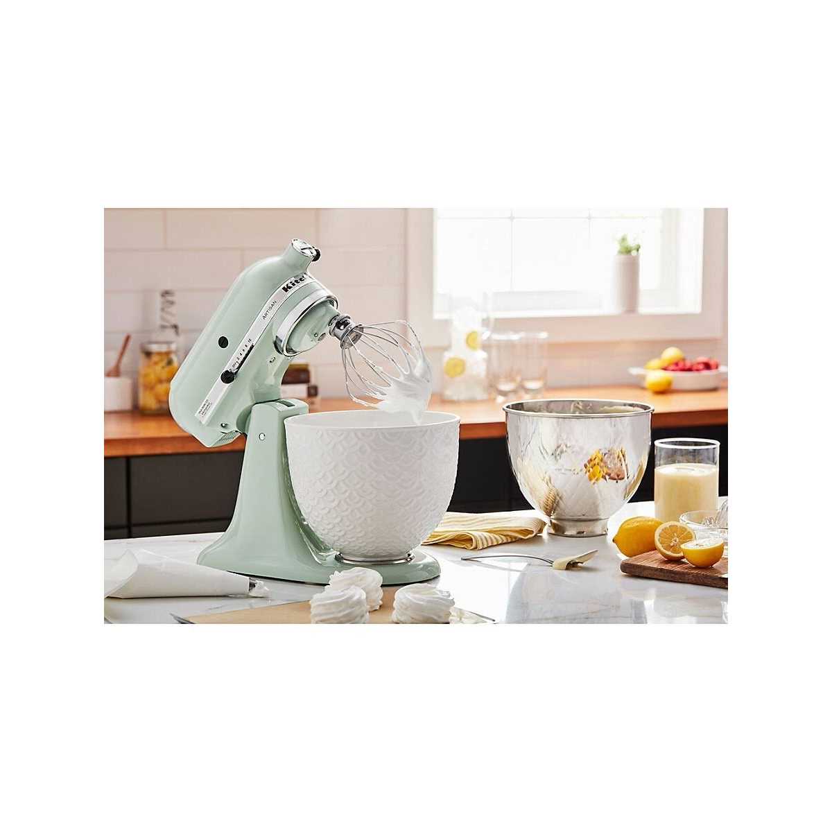 KitchenAid 5-Qt White Mermaid Lace Ceramic Bowl - Image 5
