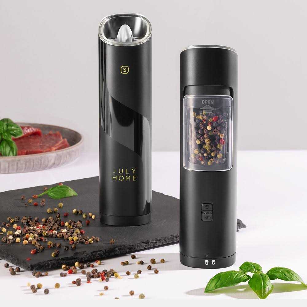 July Home Premium Gravity Electric Salt and Pepper Grinder Set - Image 3