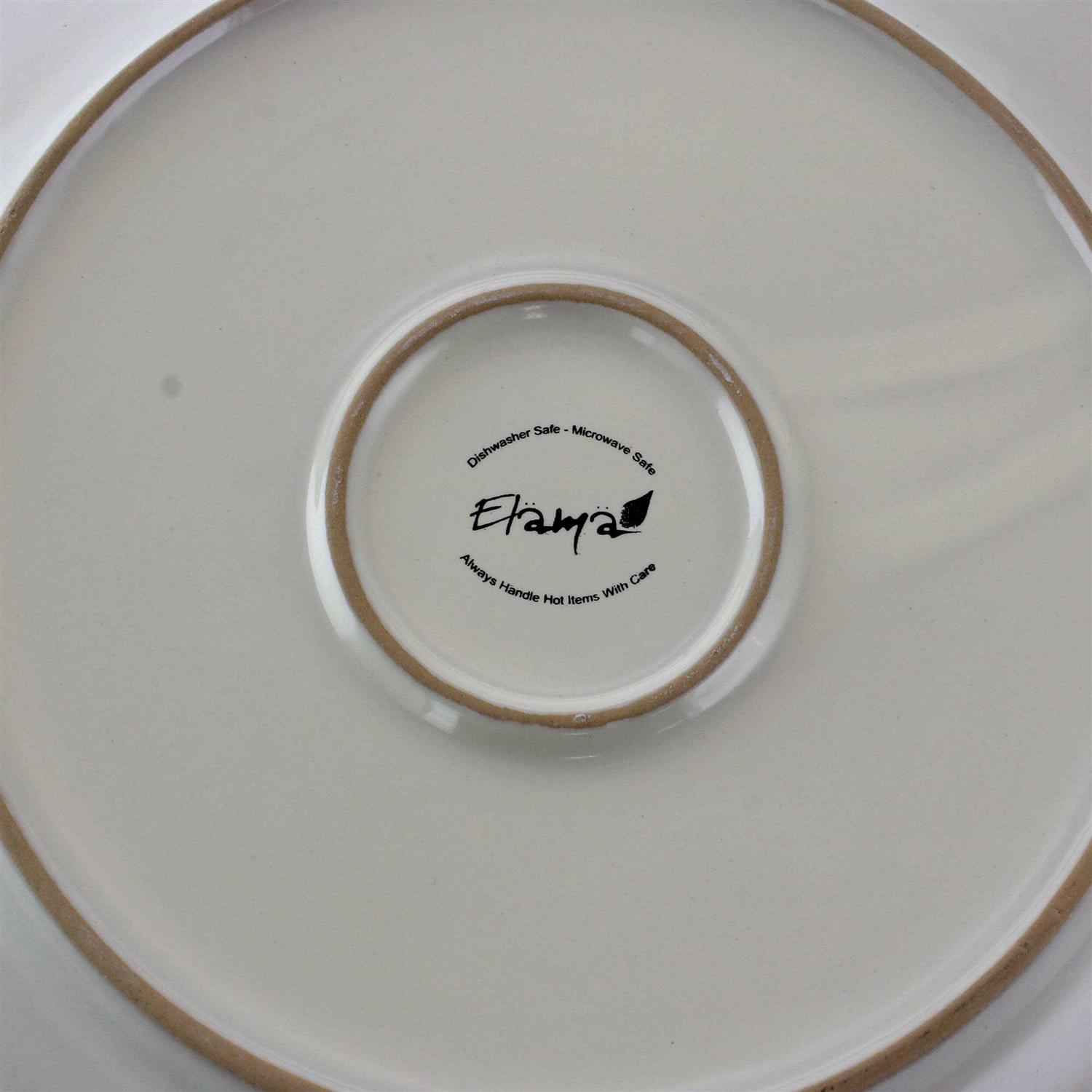 Elama Market Finds 16 Piece Round Stoneware Dinnerware Set in Embossed White - Image 3