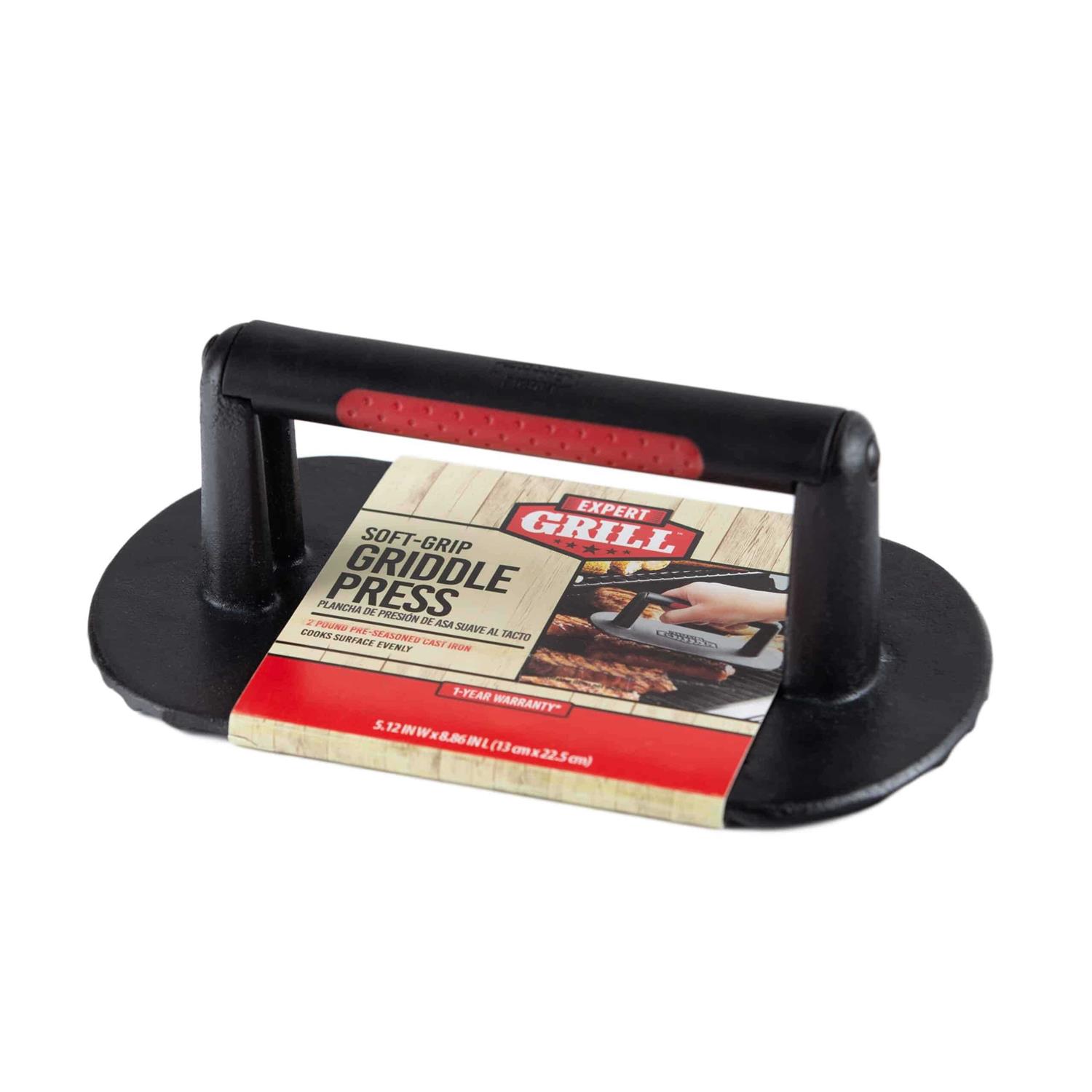 Expert Grill 2 Pound Pre-Seasoned Cast Iron Griddle Press with Nylon Handle - Image 4