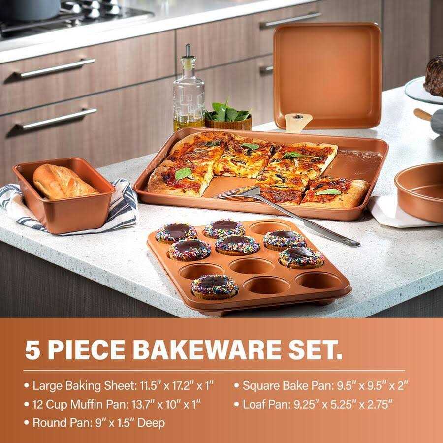 Gotham Steel Hammered Copper 17-Piece Aluminum Nonstick Cookware Set - Image 3