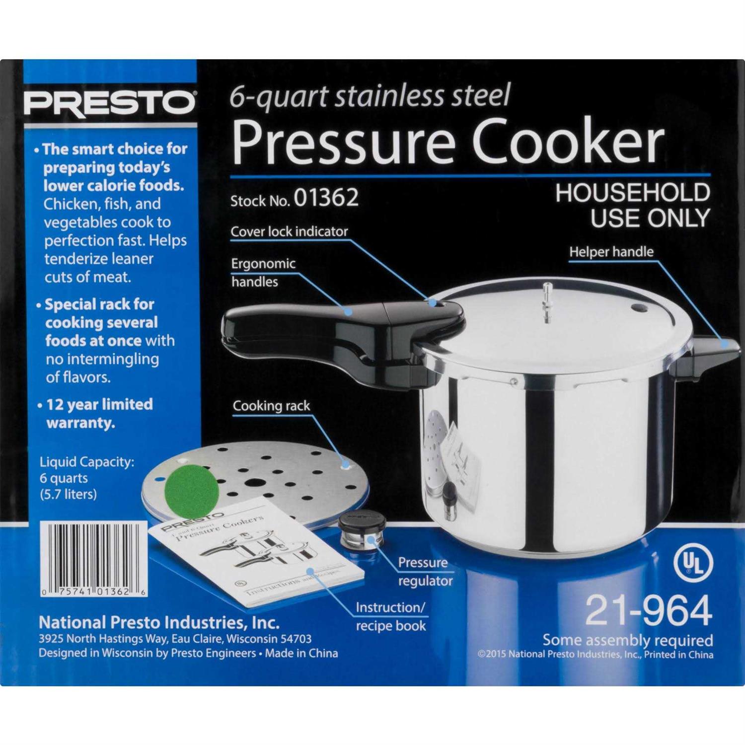 Presto 6 Stainless Steel Pressure Cooker - Image 3