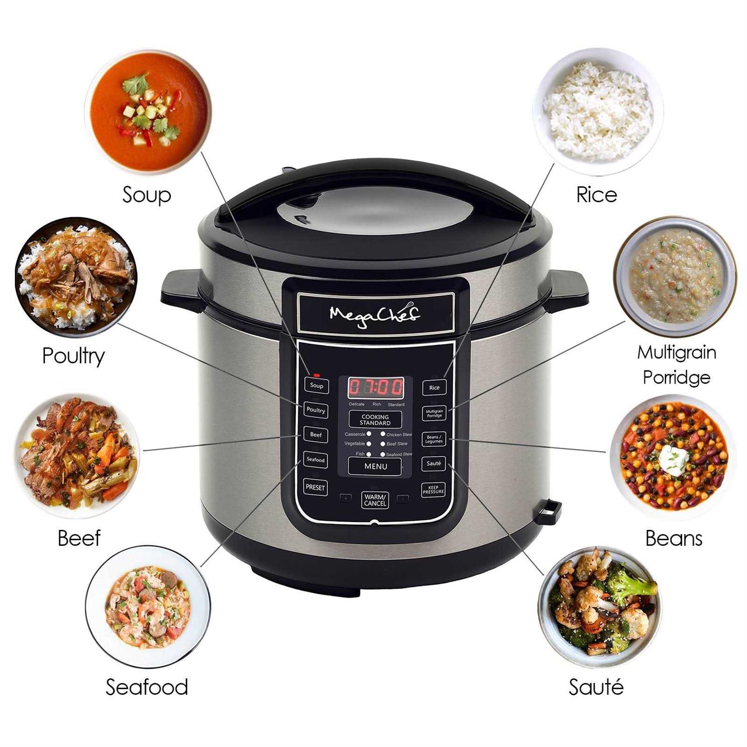 Megachef 6 Quart Digital Pressure Cooker with 14 Pre-set - Image 4