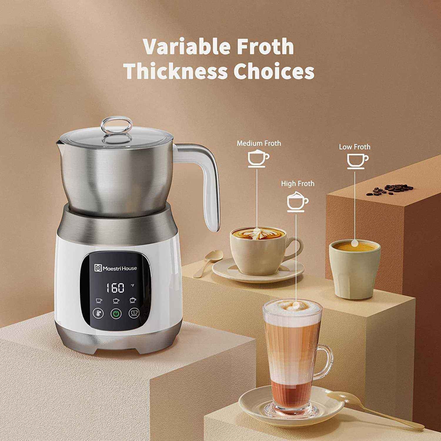 Maestri House Milk Frother Variable Temp and Froth Thickness Milk Frother and Steamer - Image 3