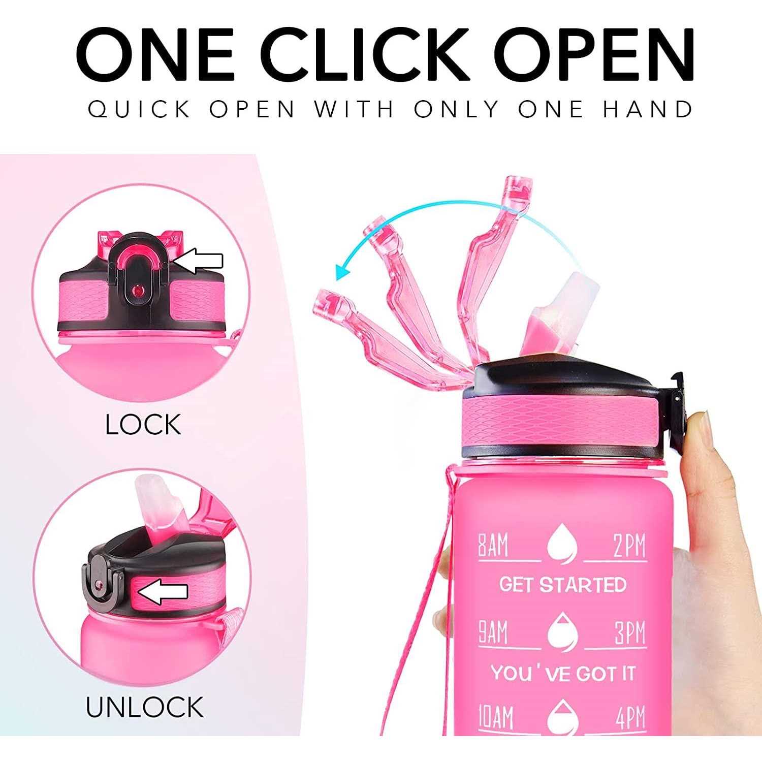 Hyeta 32 oz Water Bottles with Times to Drink and Straw - Image 2
