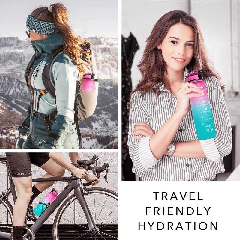 Hyeta 32 oz Water Bottles with Times to Drink and Straw - Image 4