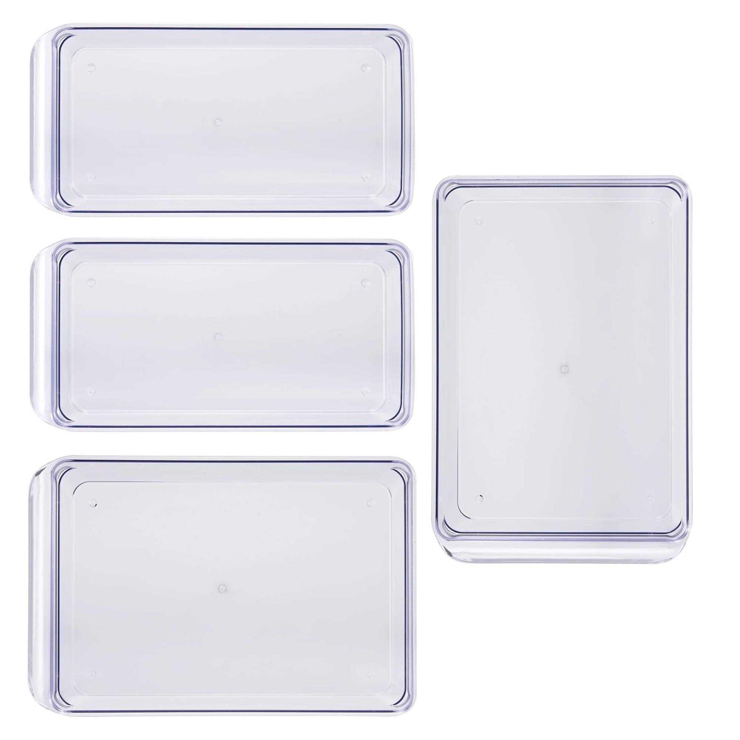 Mainstays Clear Plastic Fridge Organization Bin 4-Pack Set - Image 3