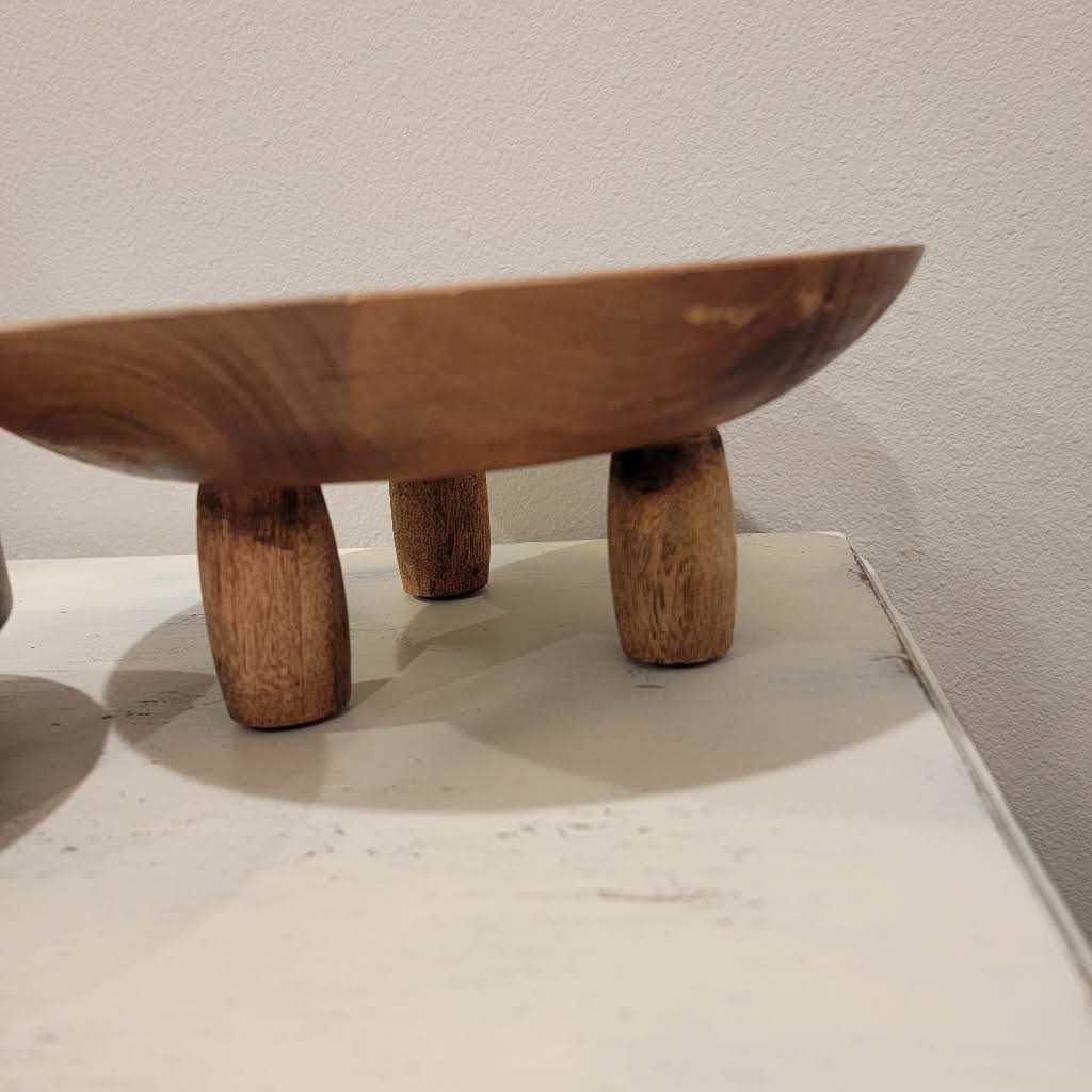 Hearth & Hand with Magnolia Round Footed Wood Serve Stand Brown - Image 2