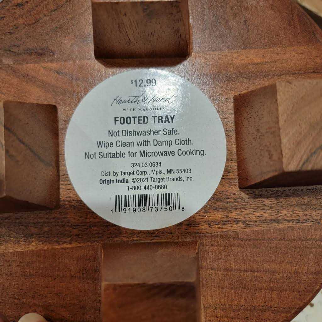 Hearth & Hand with Magnolia Round Footed Wood Serve Stand Brown - Image 3