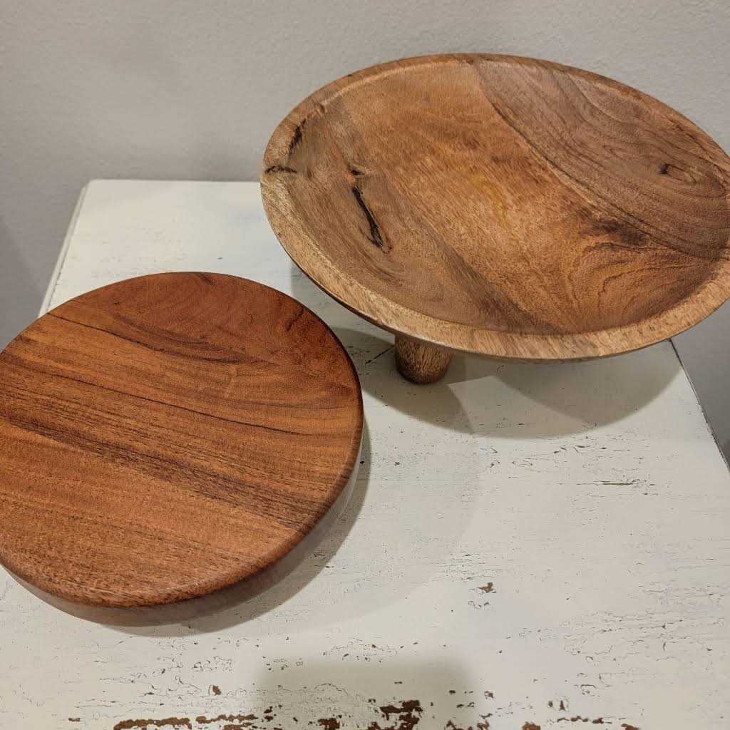 Hearth & Hand with Magnolia Round Footed Wood Serve Stand Brown - Image 4