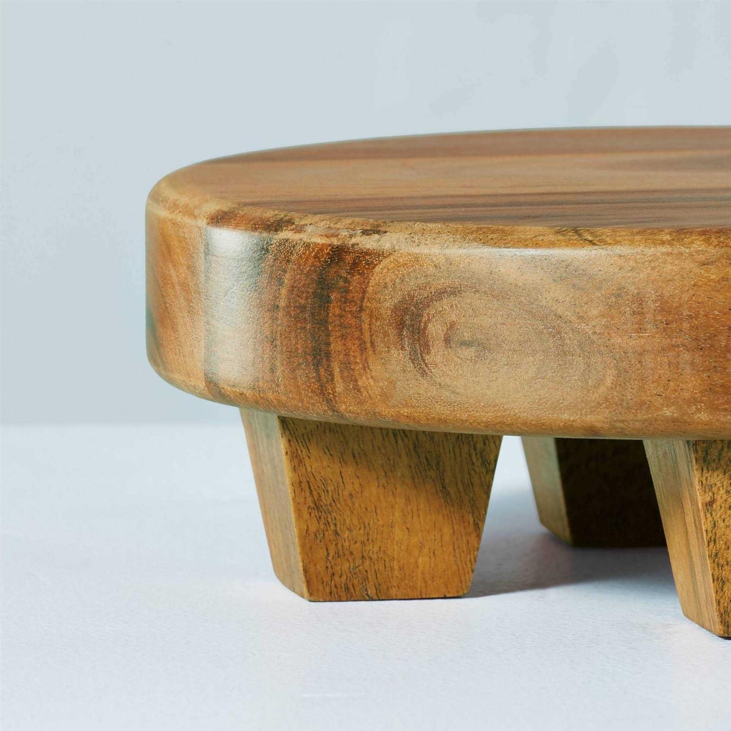 Hearth & Hand with Magnolia Round Footed Wood Serve Stand Brown - Image 5