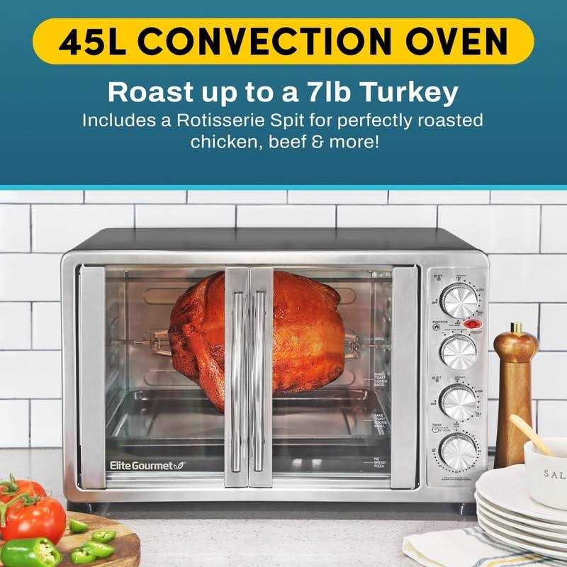 Elite Gourmet ETO-4510M French Door 47.5Qt 18-Slice Convection Oven 4-Control Knobs - Image 3