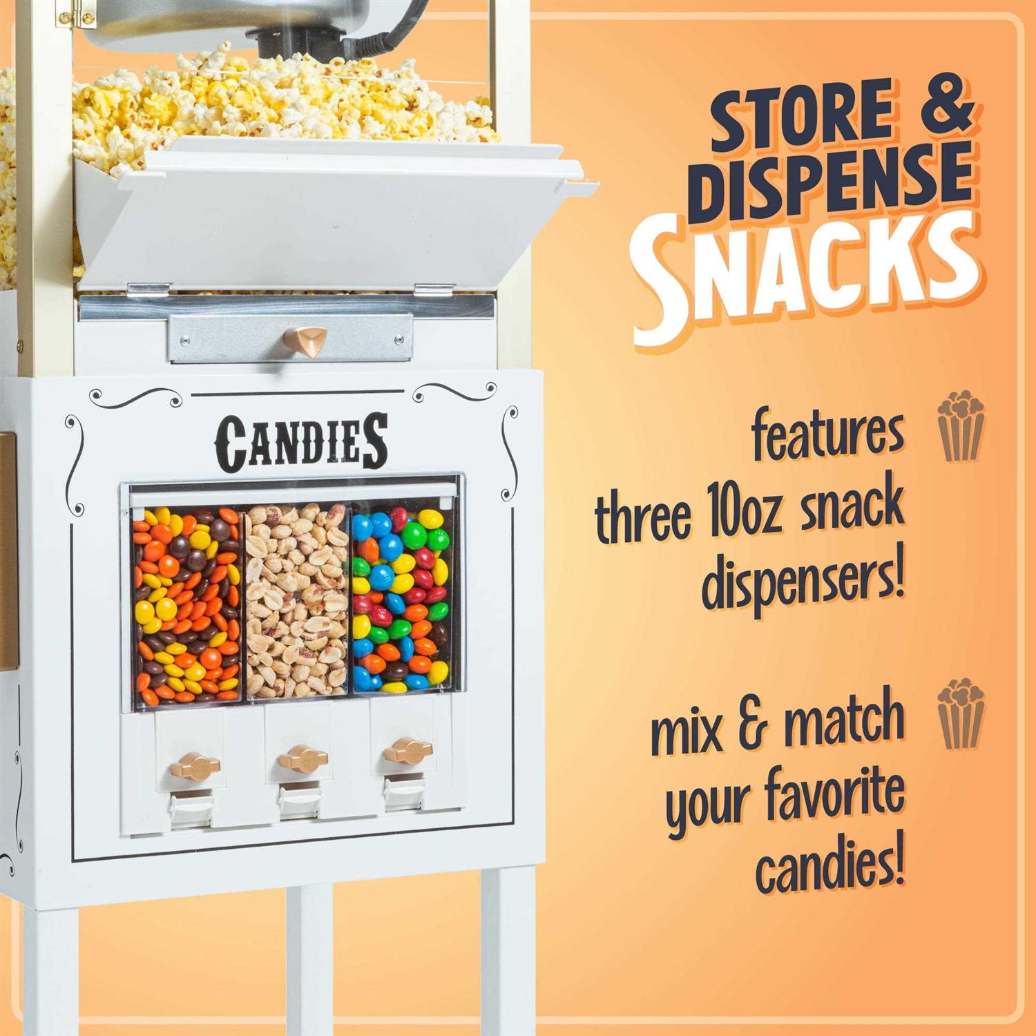 Nostalgia 53-Inch Popcorn Cart with Candy Dispenser - Image 4