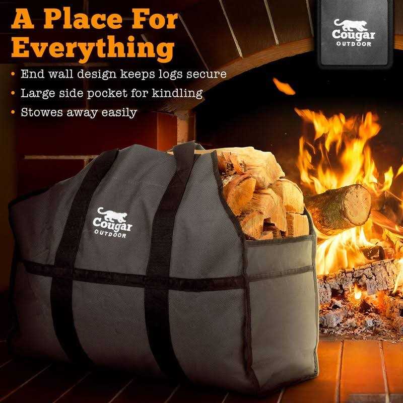 Cougar Outdoor Firewood Carrier Log Carrier Waterproof Heavy Duty Extra Large Capacity Canvas Wood Carrying Bag for Firewood - Image 3