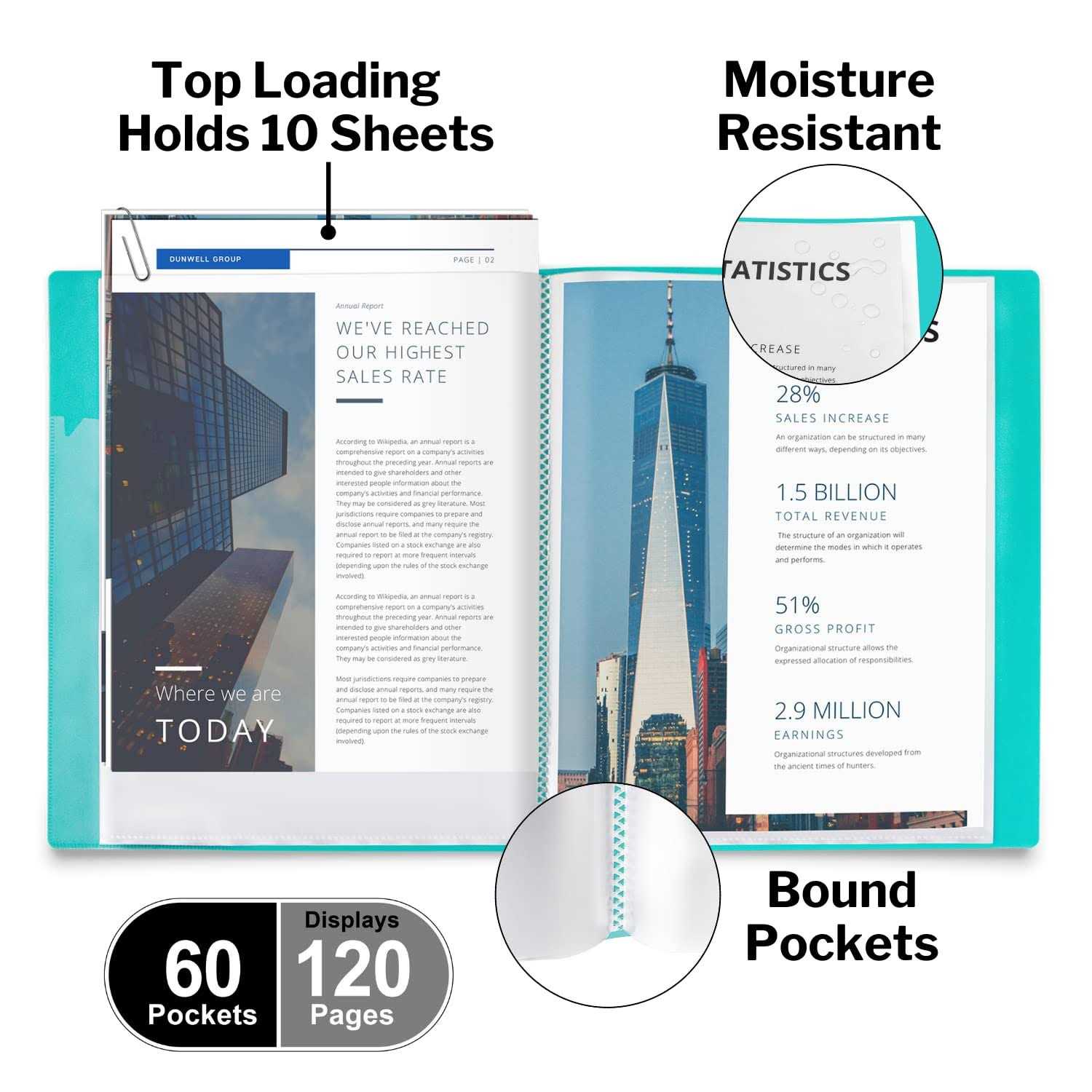 Dunwell Binder with Plastic Sleeves Presentation Book - Image 2