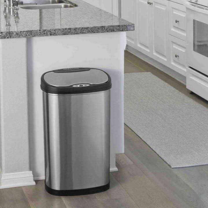 Nine Stars Motion Sensor Oval Touchelss 13.2 Gal Trash Can Stainless Steel With Stainless Steel Lid - Image 2