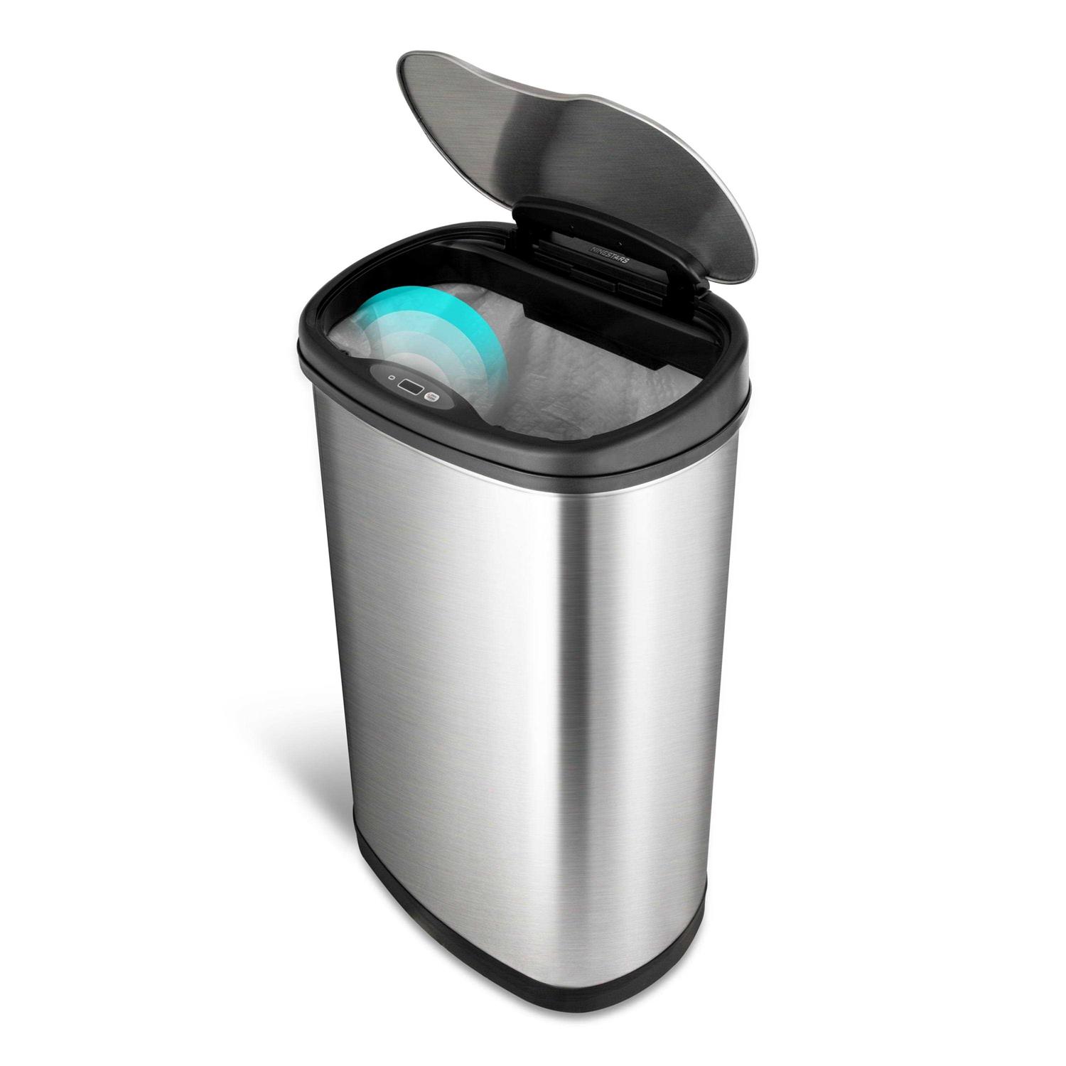 Nine Stars Motion Sensor Oval Touchelss 13.2 Gal Trash Can Stainless Steel With Stainless Steel Lid - Image 4