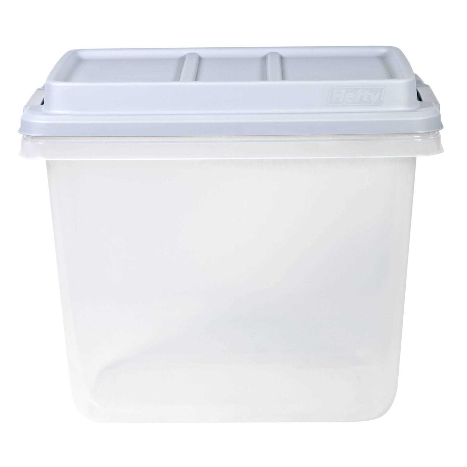 Hefty 32qt Slim Clear Plastic Storage Bin with Gray Hi-Rise Stackable Lid - Image 2