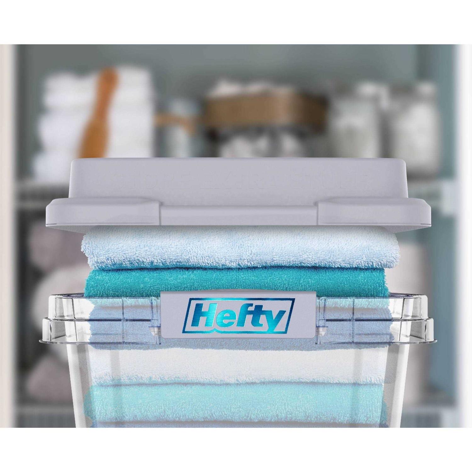 Hefty 32qt Slim Clear Plastic Storage Bin with Gray Hi-Rise Stackable Lid - Image 3