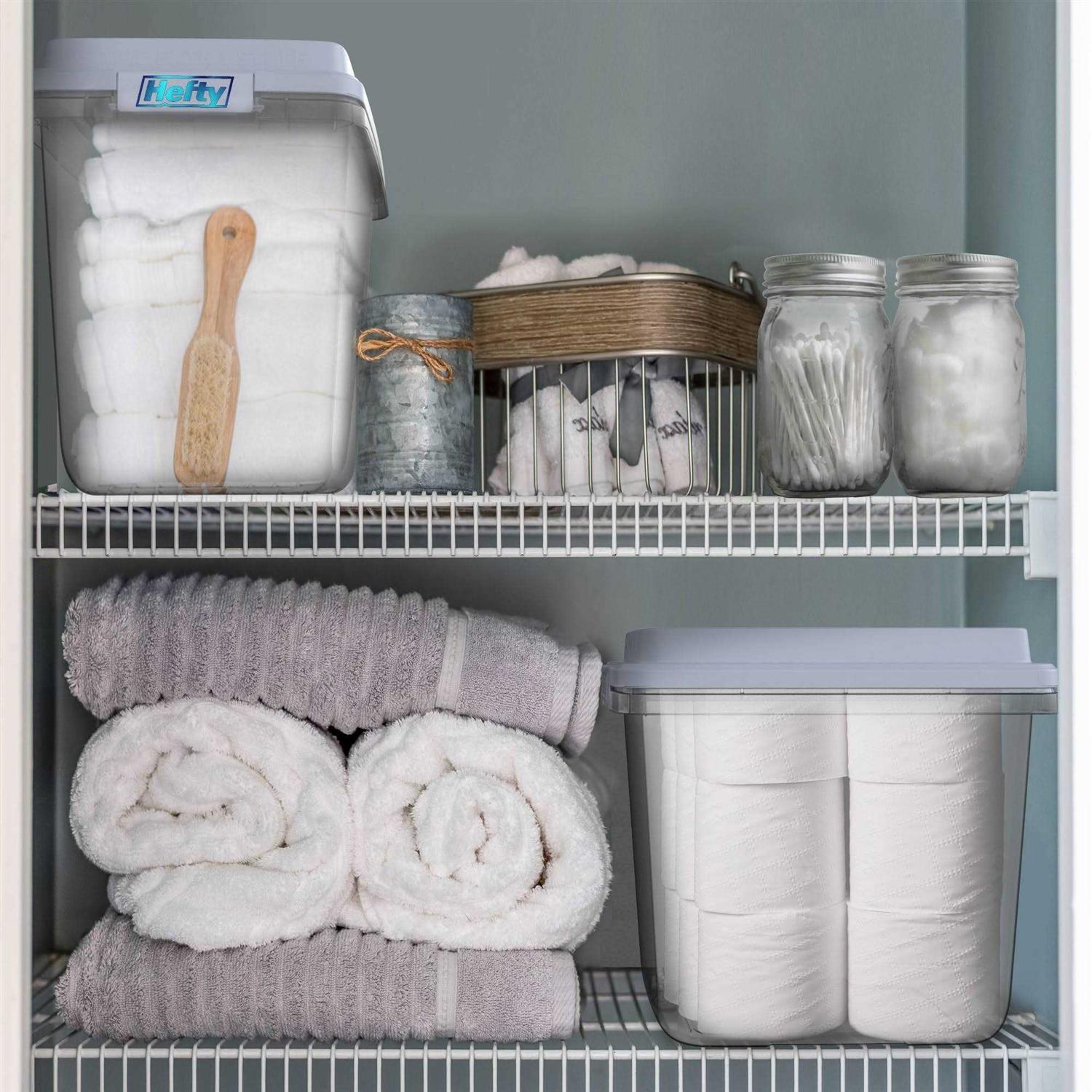 Hefty 32qt Slim Clear Plastic Storage Bin with Gray Hi-Rise Stackable Lid - Image 5