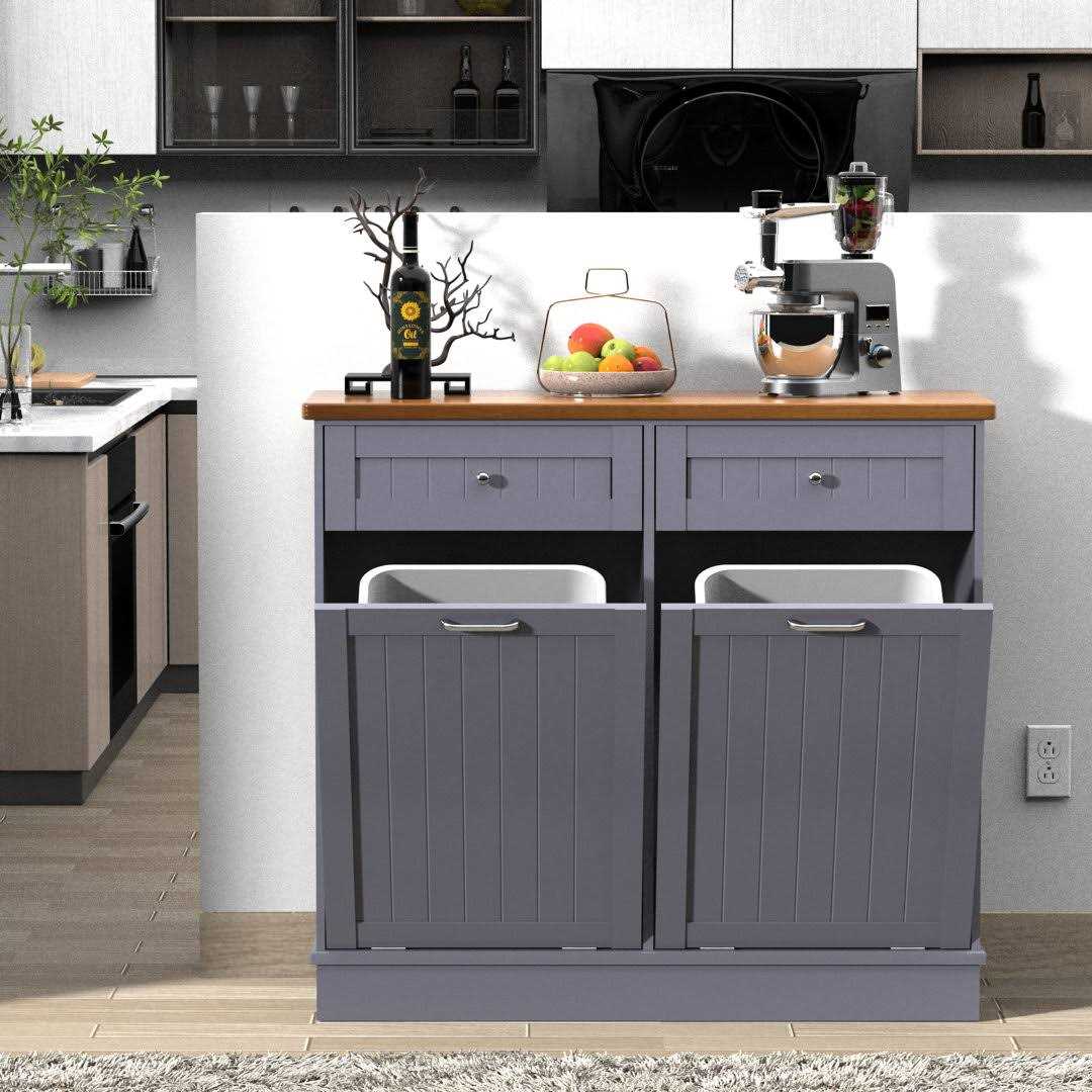 Double Tilt Out Trash Cabinet 10 Gallon Wooden Free Standing Tolead