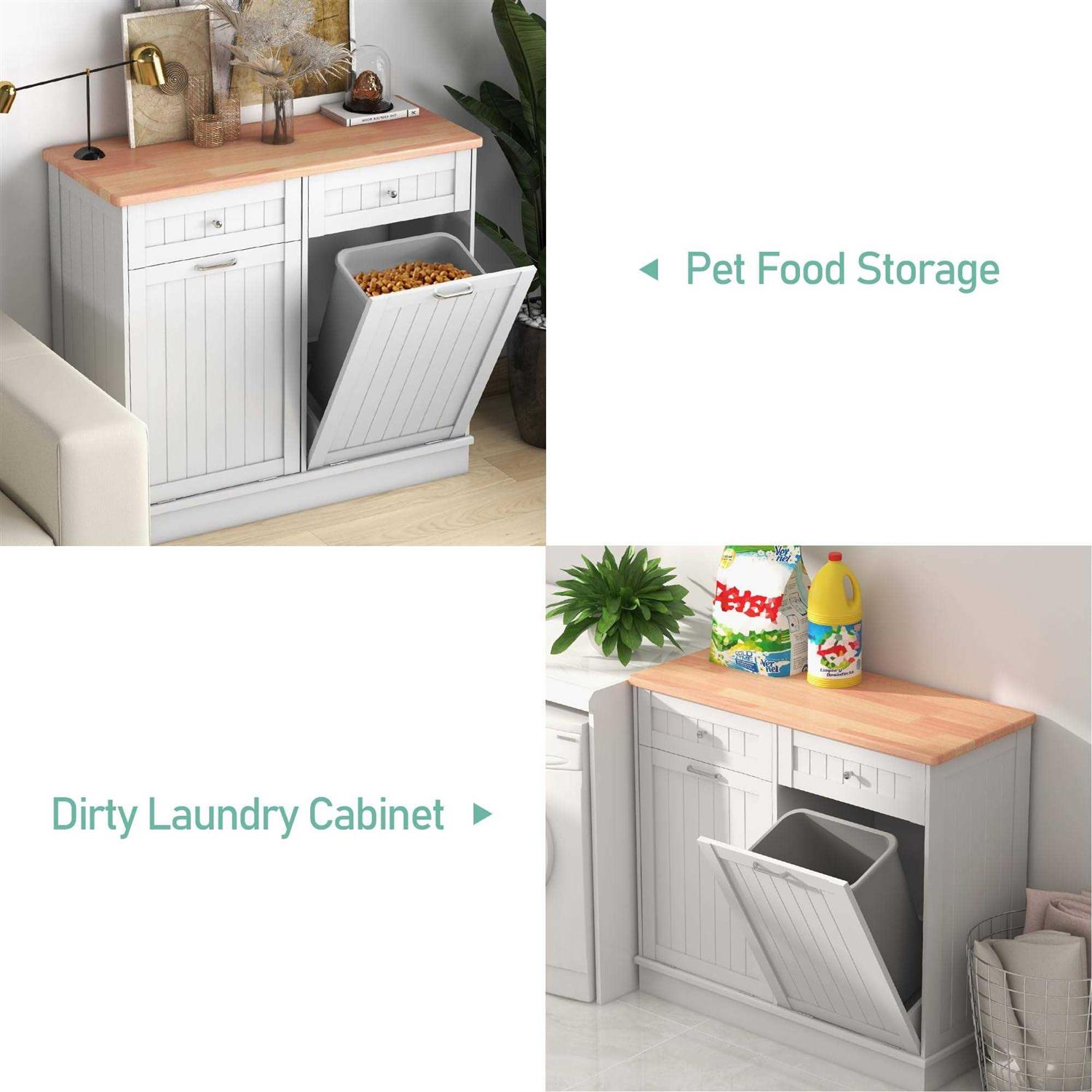 Alternative view of Double Tilt Out Trash Cabinet 10 Gallon Wooden Free Standing Tolead