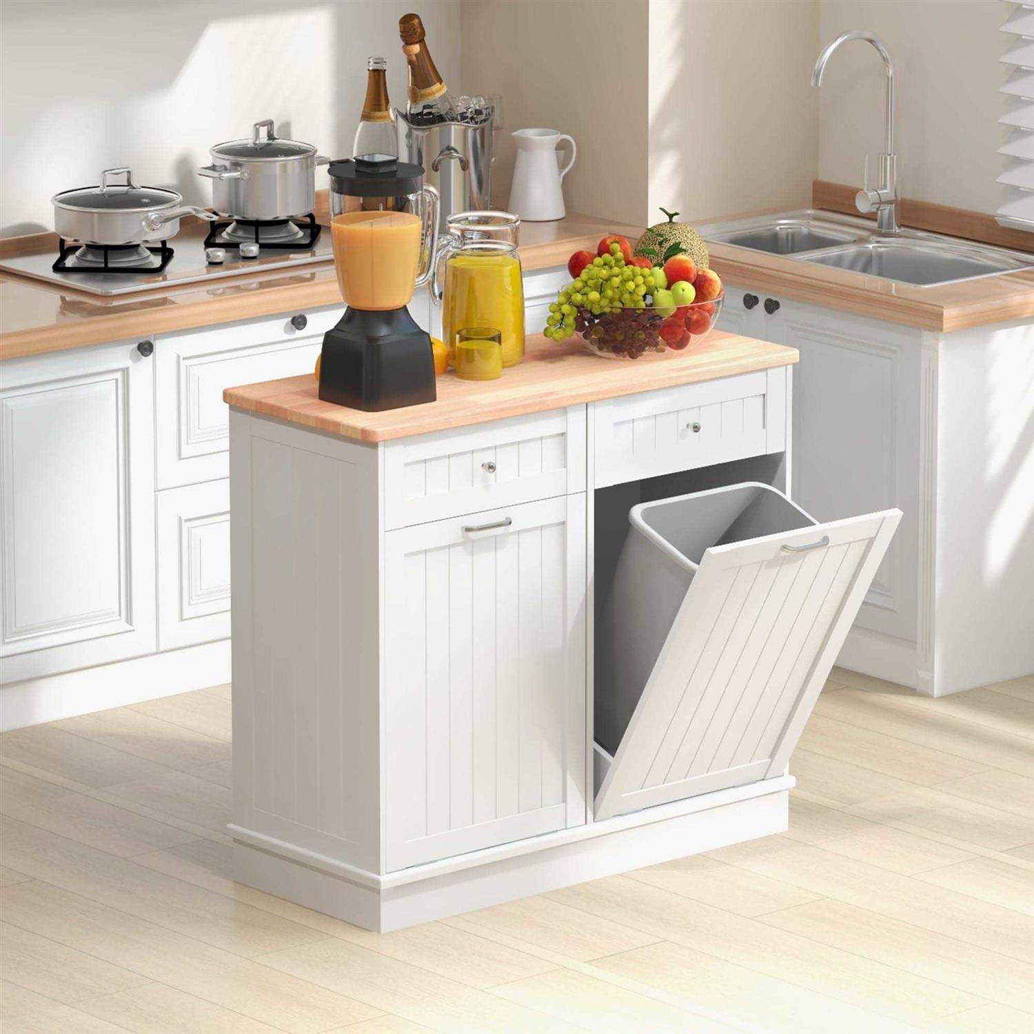 Double Tilt Out Trash Cabinet 10 Gallon Wooden Free Standing Tolead - Image 4